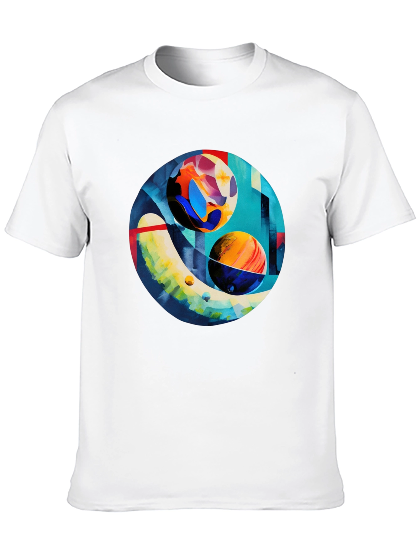 Black Abstract Planet Art Print Black T-Shirt view 10