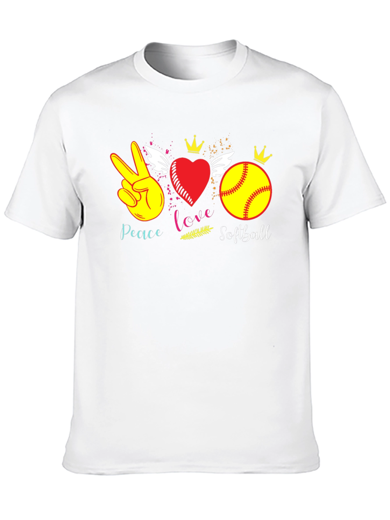 Black Peace Love Softball T-Shirt view 10
