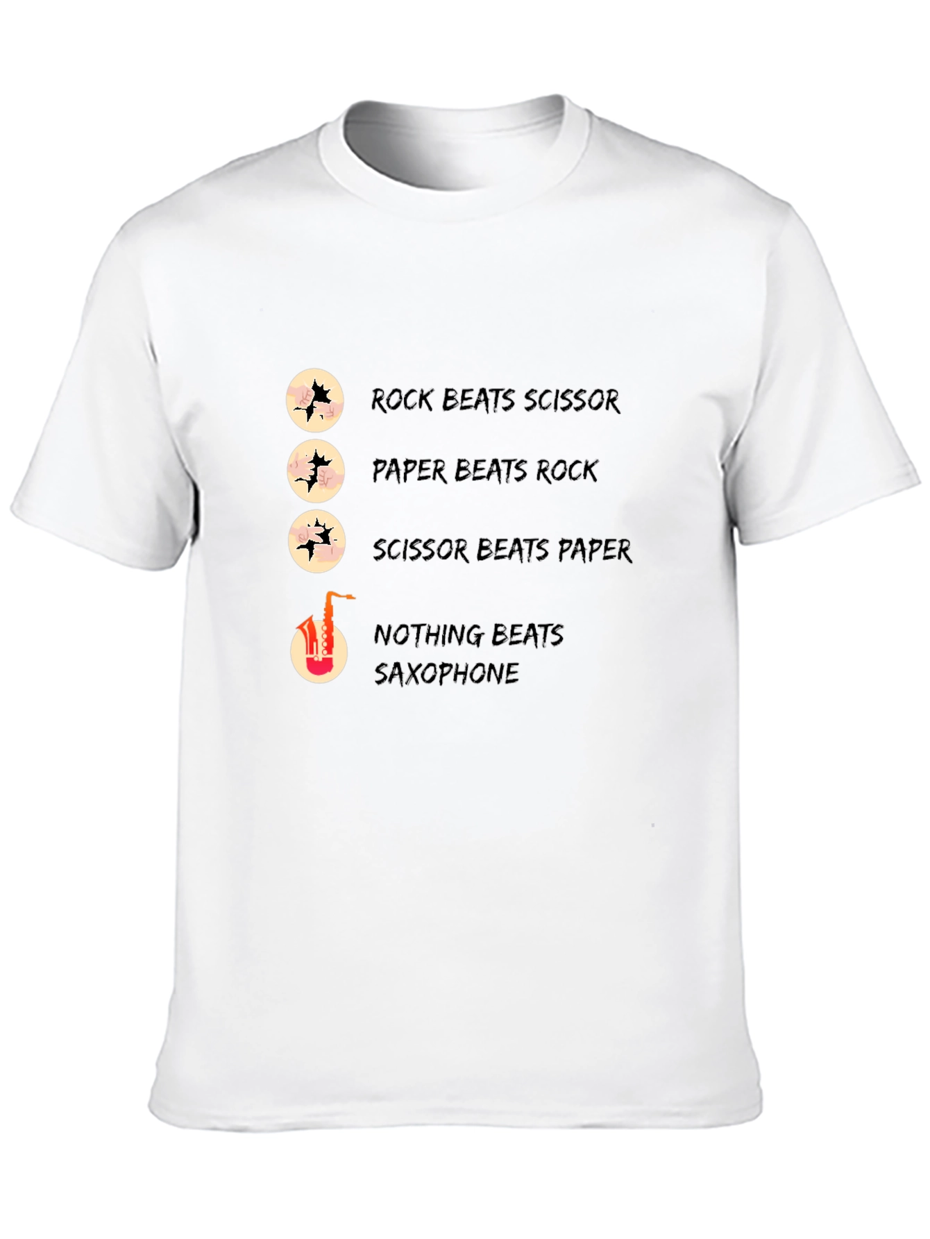 Black Rock Paper Scissors Saxophone Graphic T-Shirt view 10