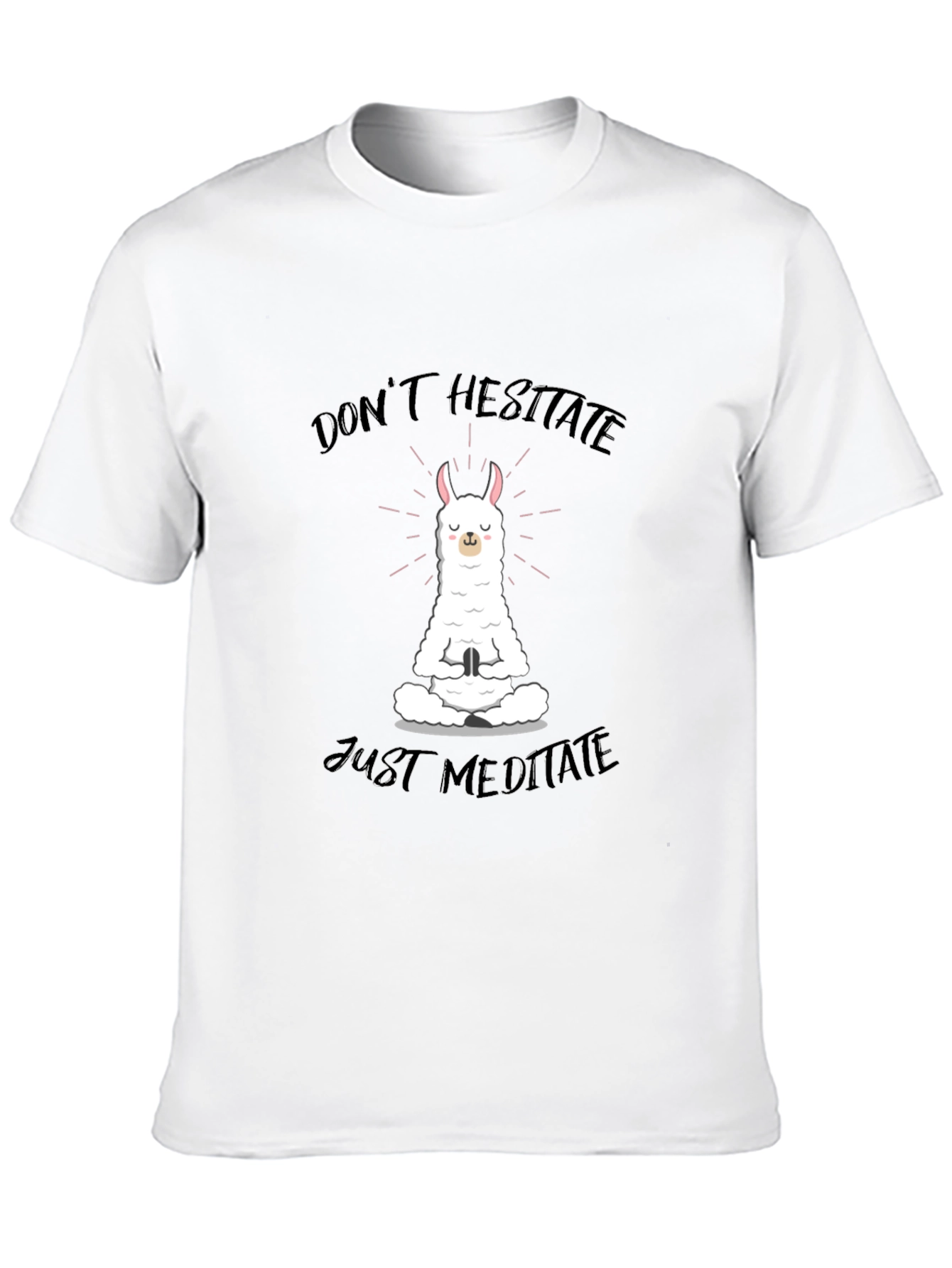Black Meditating Llama Graphic Tee - Don't Hesitate, Just Meditate view 10