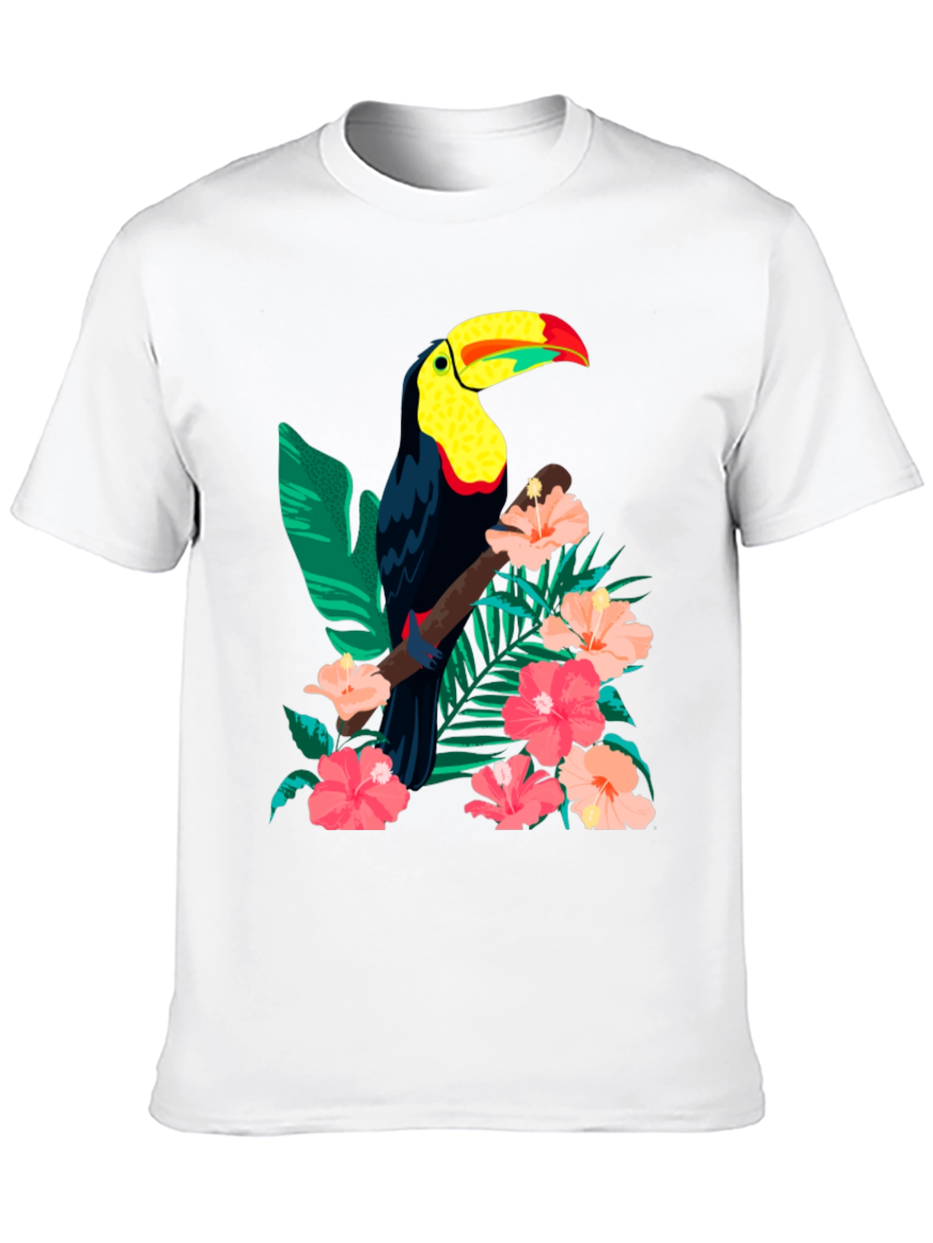 Black Toucan & Floral Print Black T-Shirt view 10