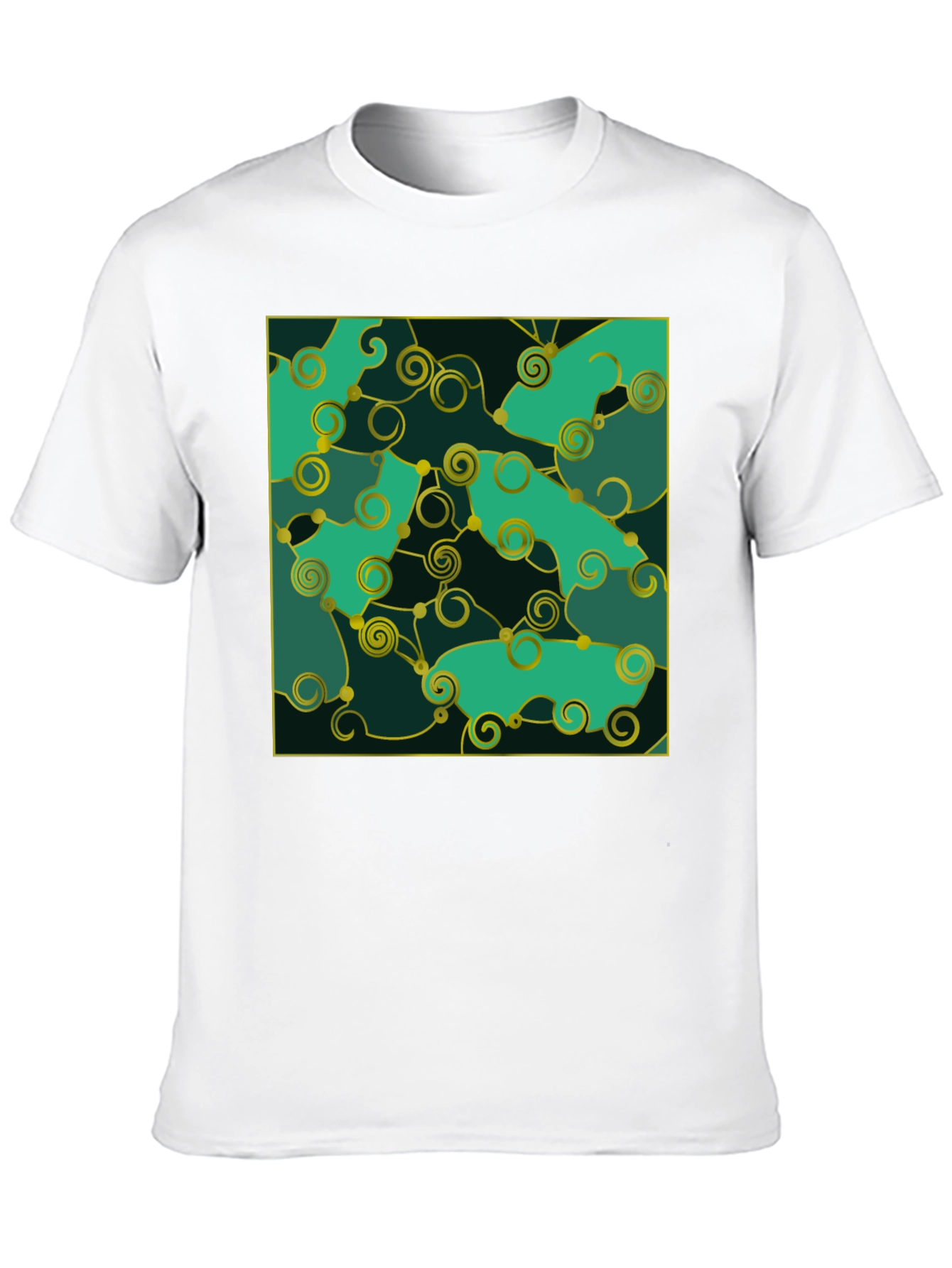 Black Emerald Green Swirls Tee view 10
