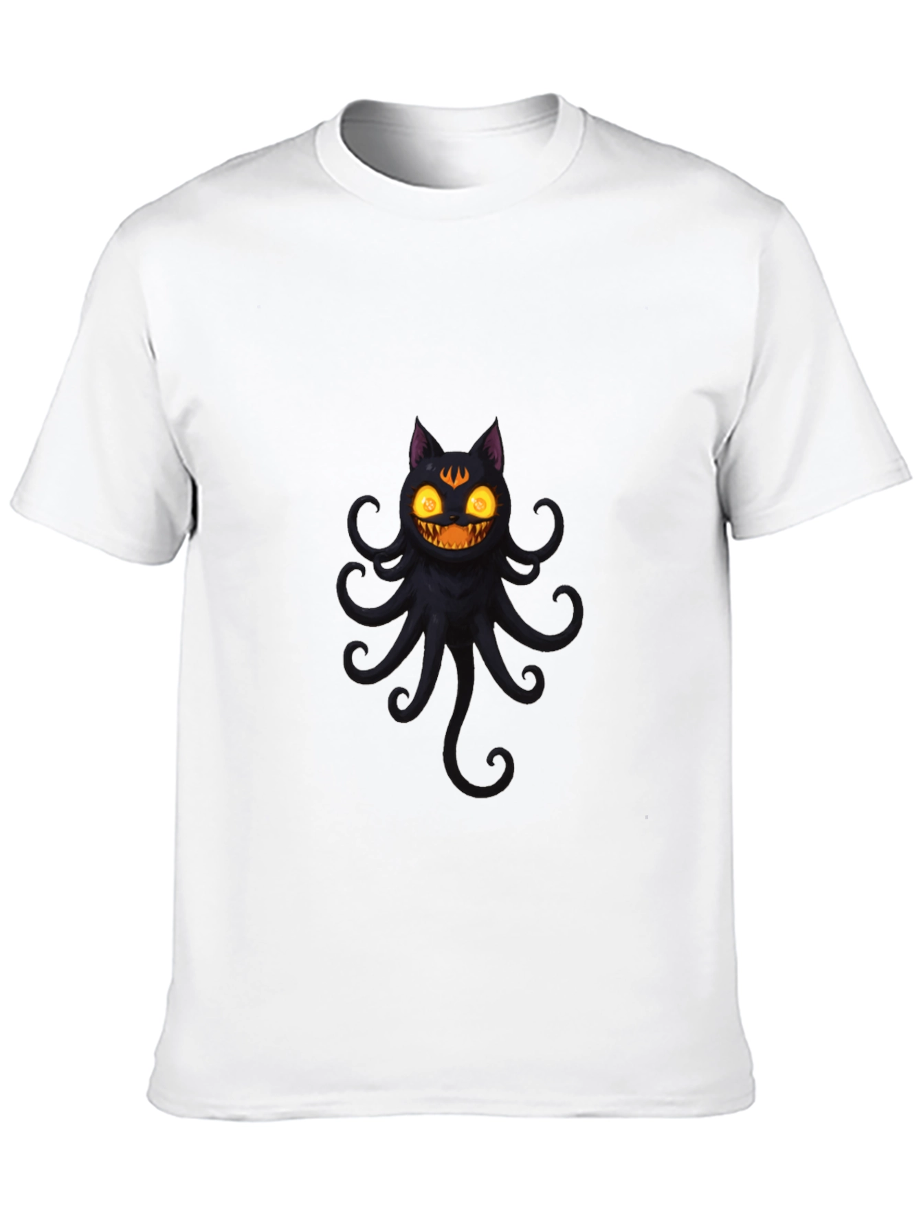 Black Spooky Cat Octopus Black T-Shirt view 10