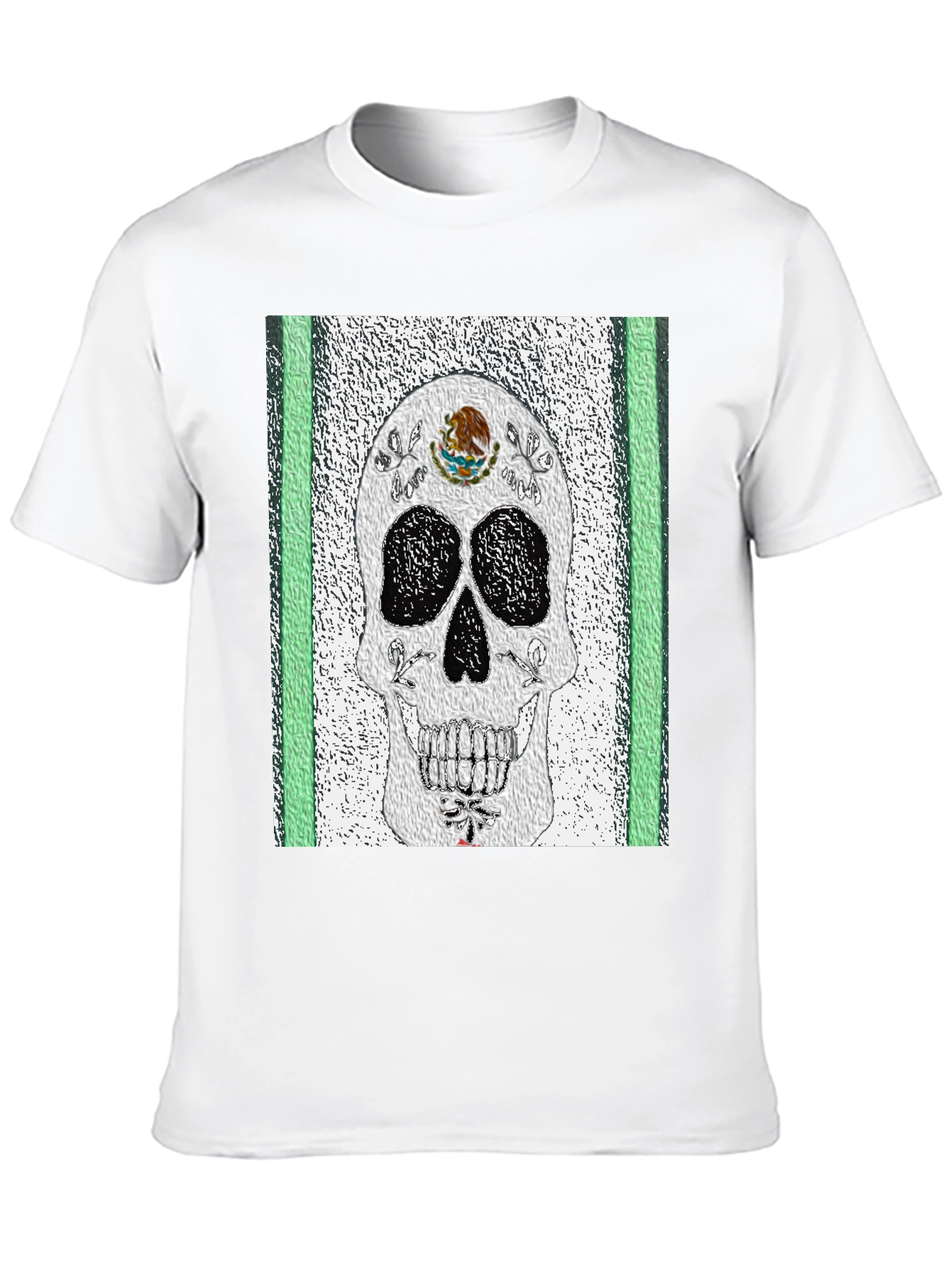 Black Mexican Flag Sugar Skull T-Shirt view 10