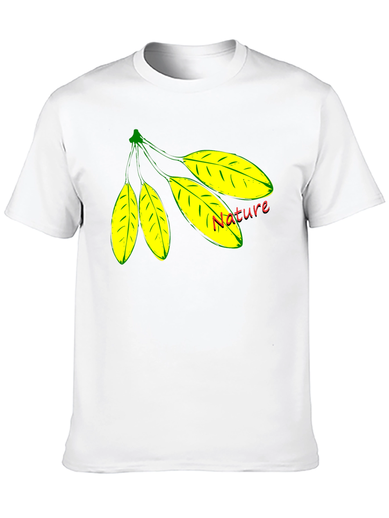 Black Nature Leaf Design Black T-Shirt view 10