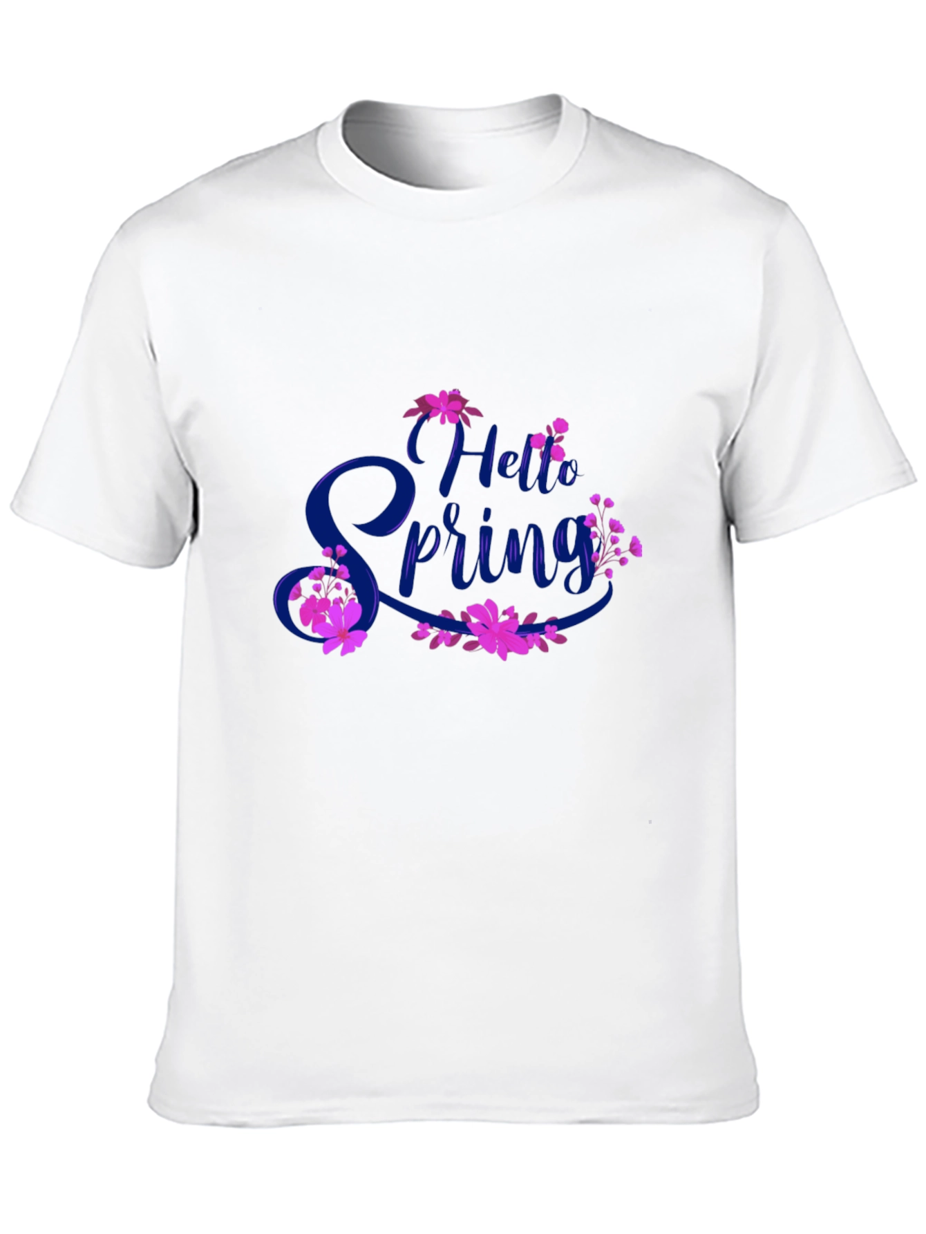 Black Hello Spring Black T-Shirt Floral Design view 10