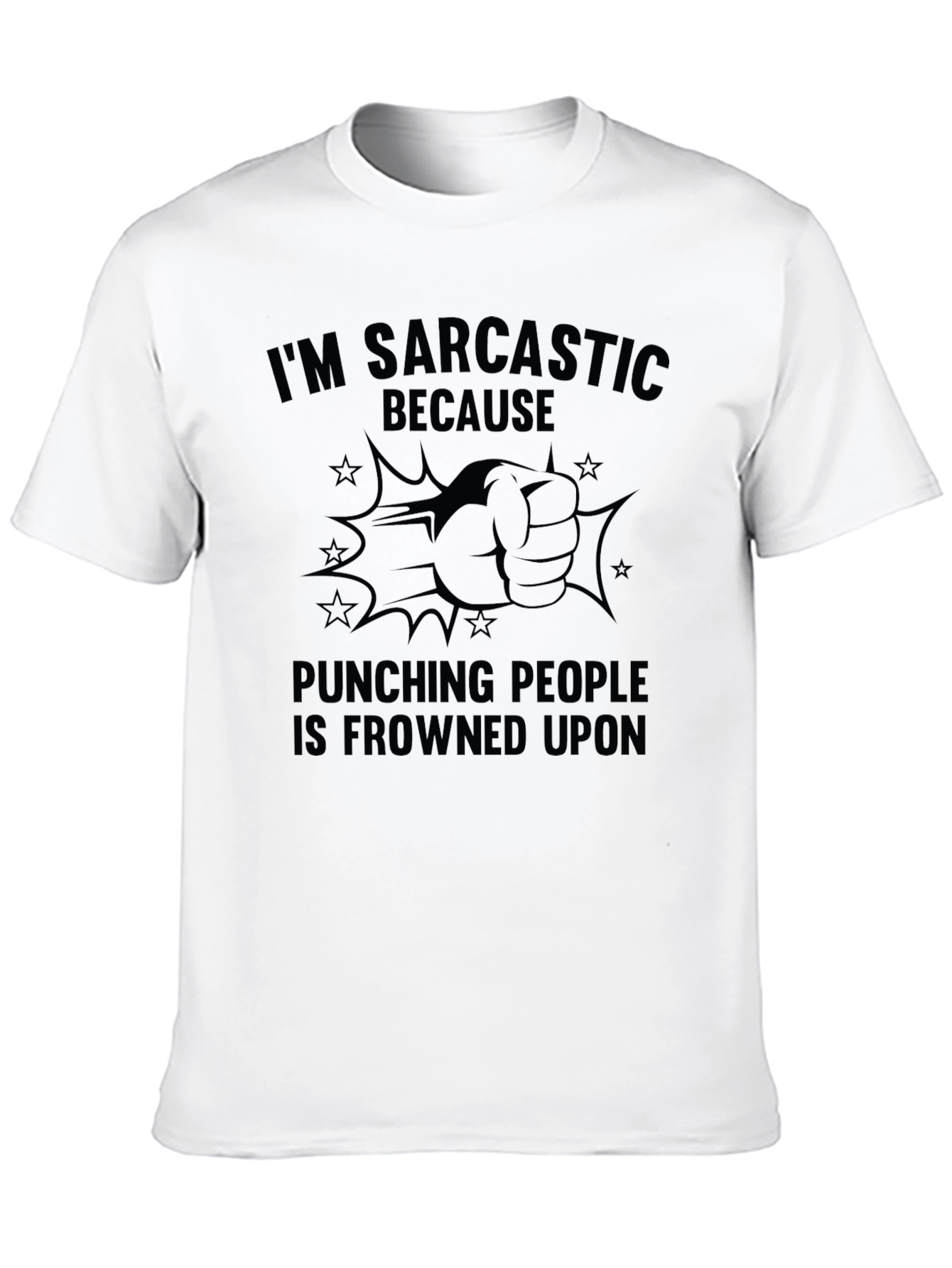 Black Sarcastic Punch Humor Graphic T-Shirt view 10