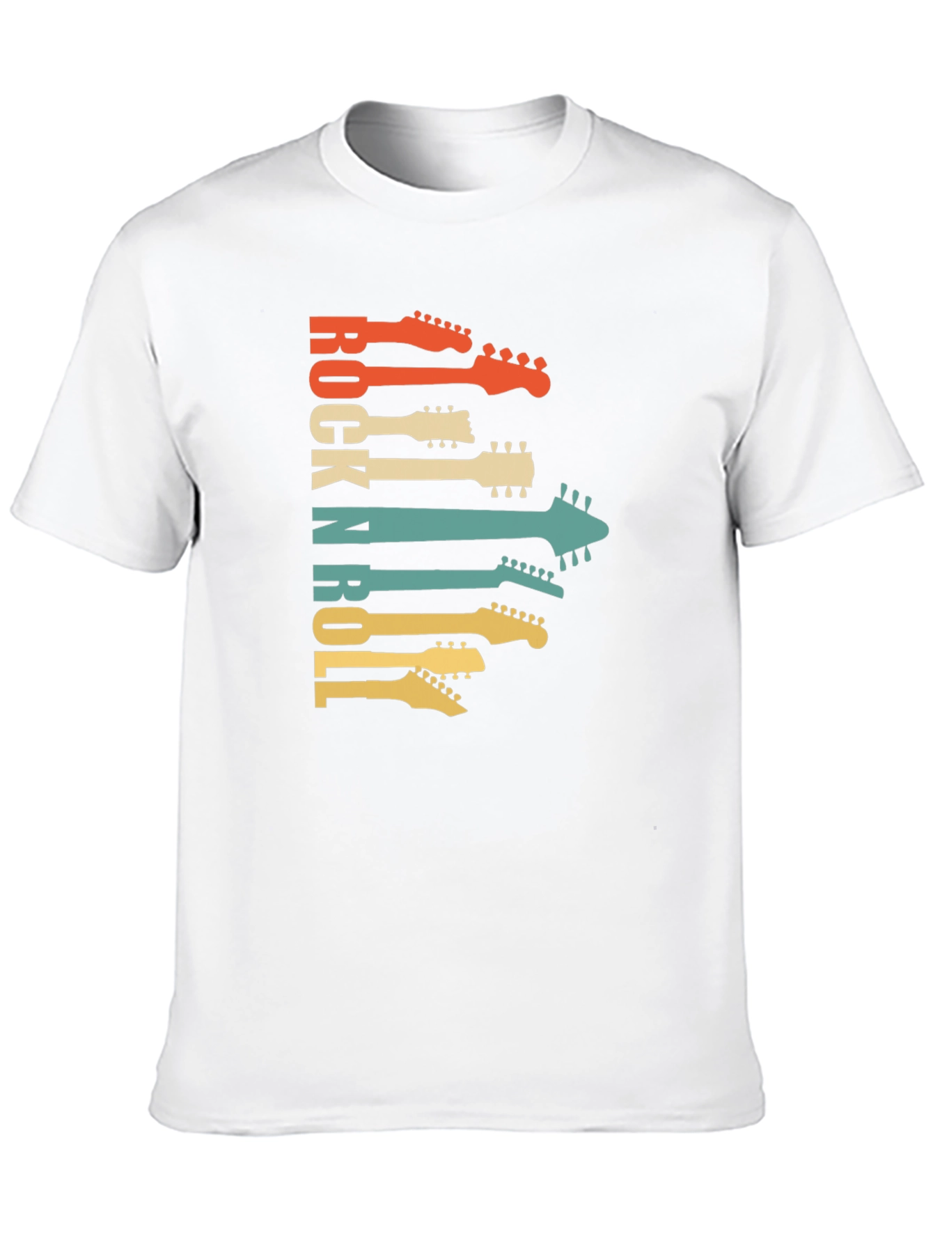 Black Retro Rock N Roll Guitar Head T-Shirt view 10