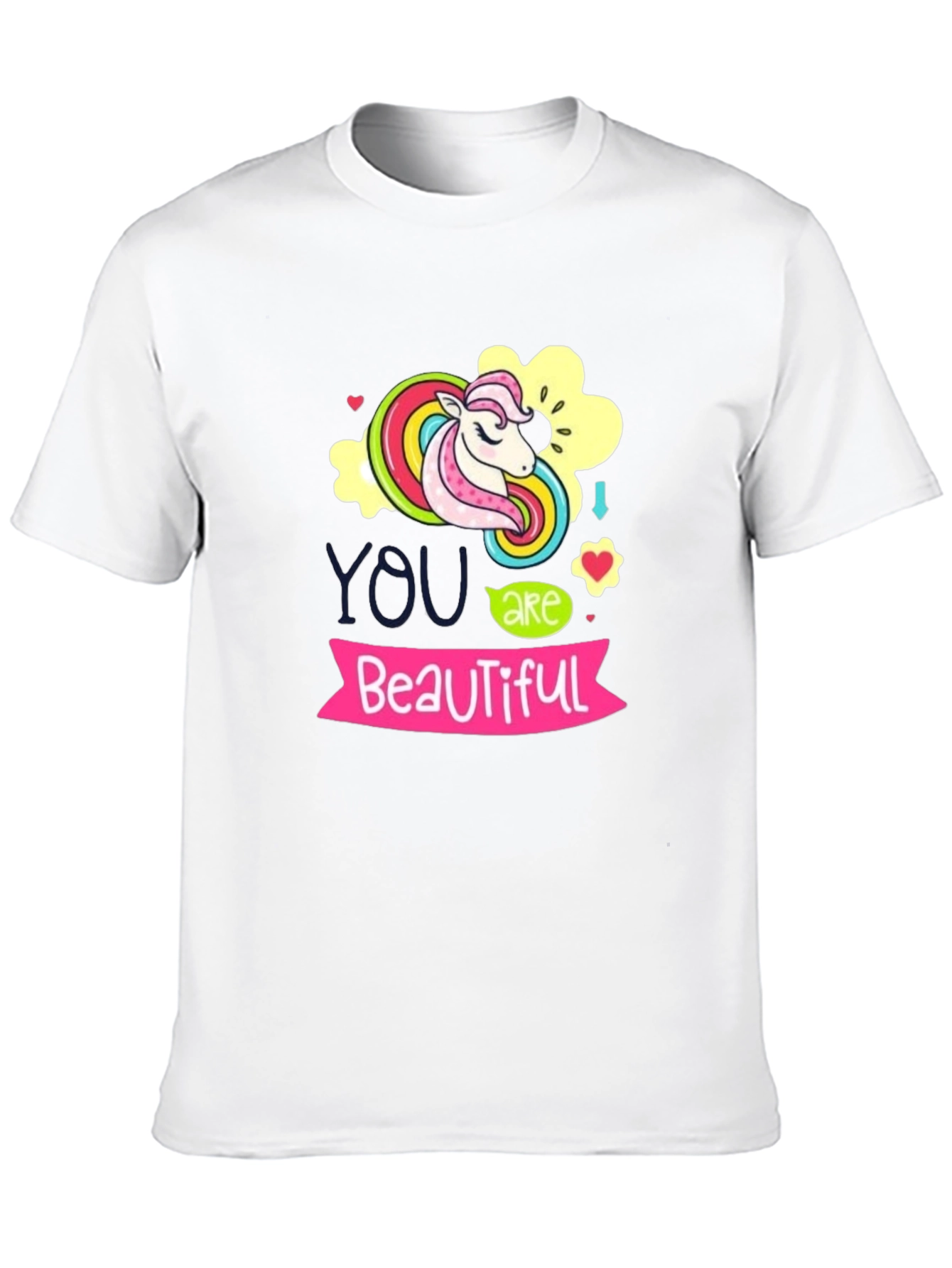 Black Unicorn "You are Beautiful" Black T-Shirt view 10