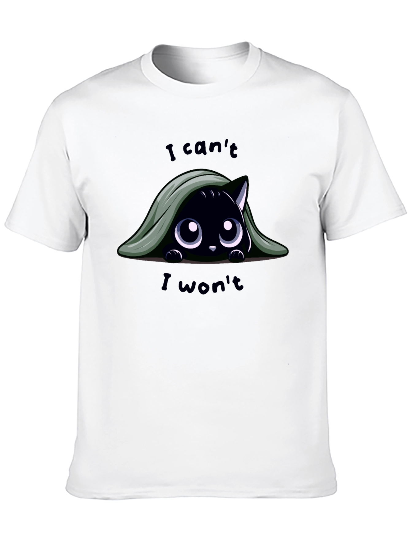 Black Cute Cat T-Shirt - I Can't, I Won't view 10