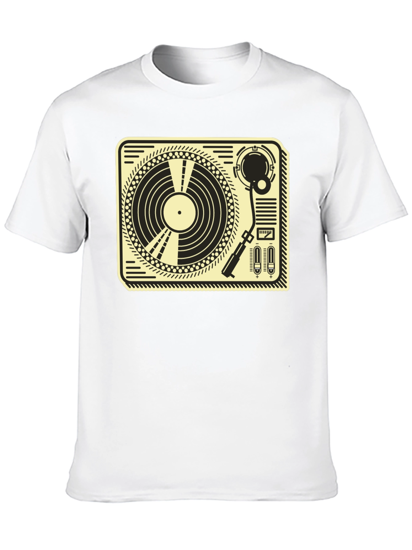 Black Retro Turntable Graphic Tee - Black Cotton T-Shirt view 10