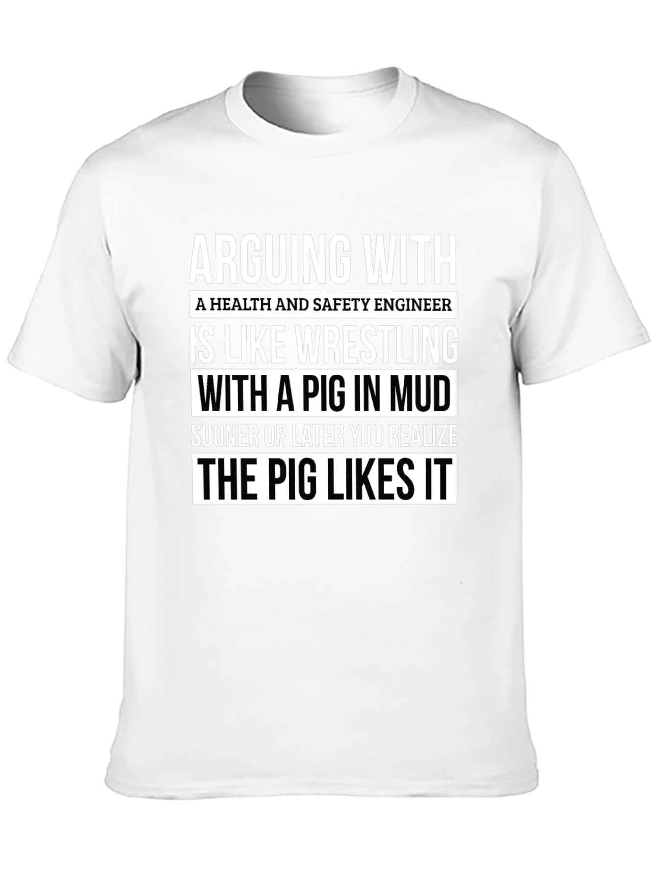 Black Health & Safety Engineer Pig in Mud T-Shirt view 10