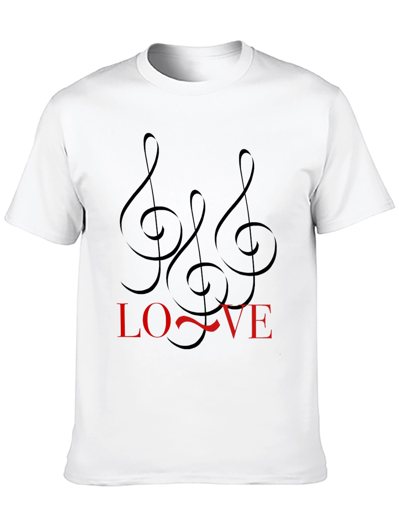 Black Music Lover Black Tee with Treble Clef Design view 10