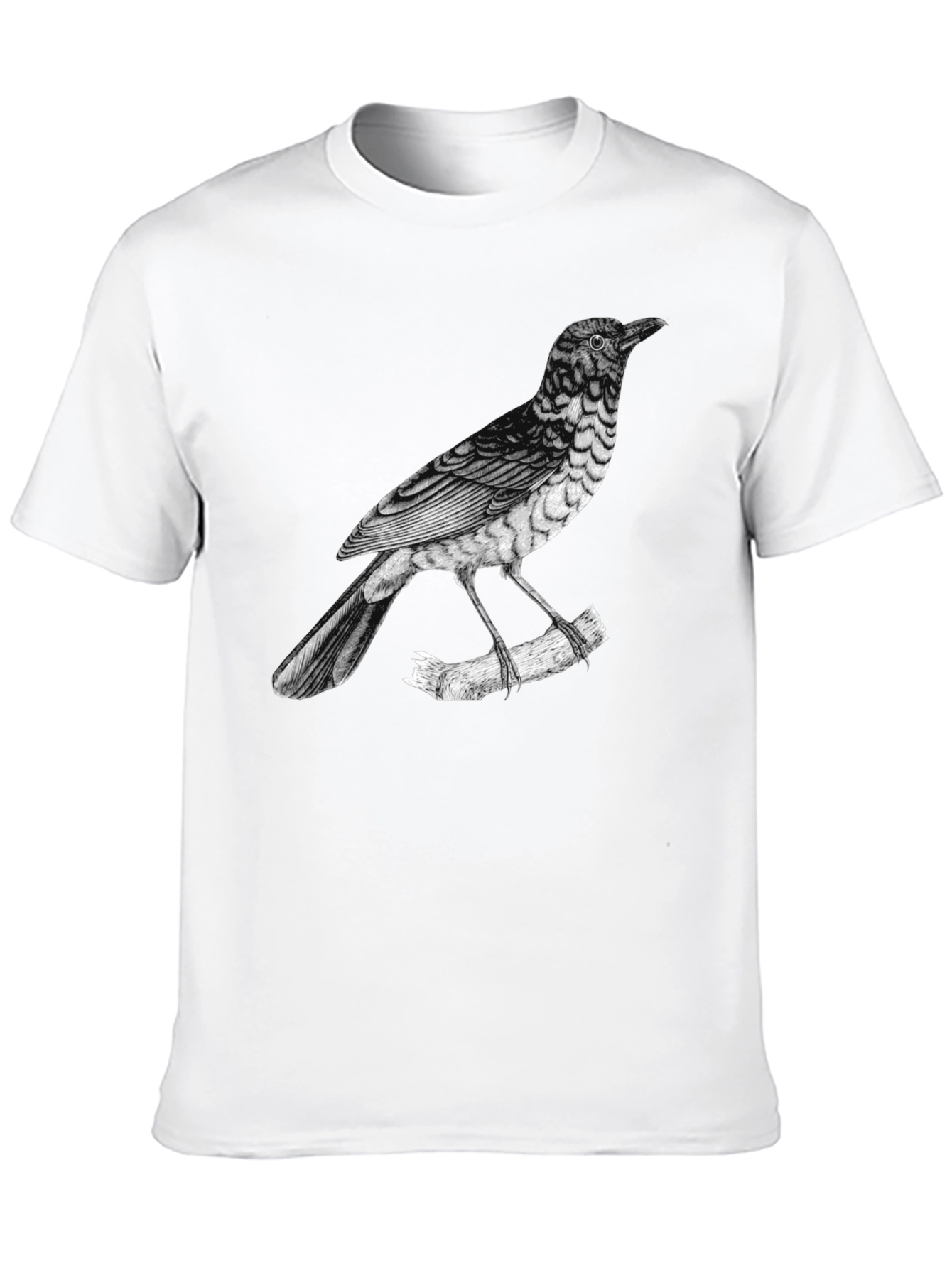 Black Men's Bird Print Black T-Shirt view 10