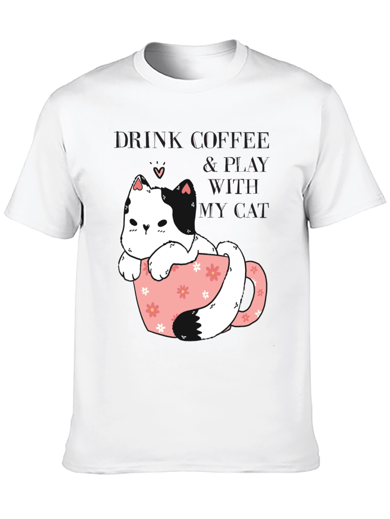 Black Drink Coffee & Play With My Cat Graphic Tee view 10