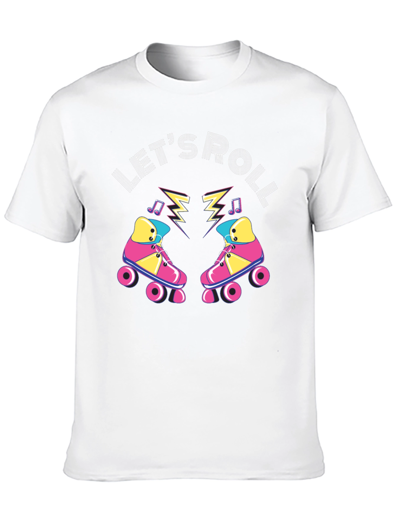 Black Let's Roll Retro Roller Skate Graphic T-Shirt view 10