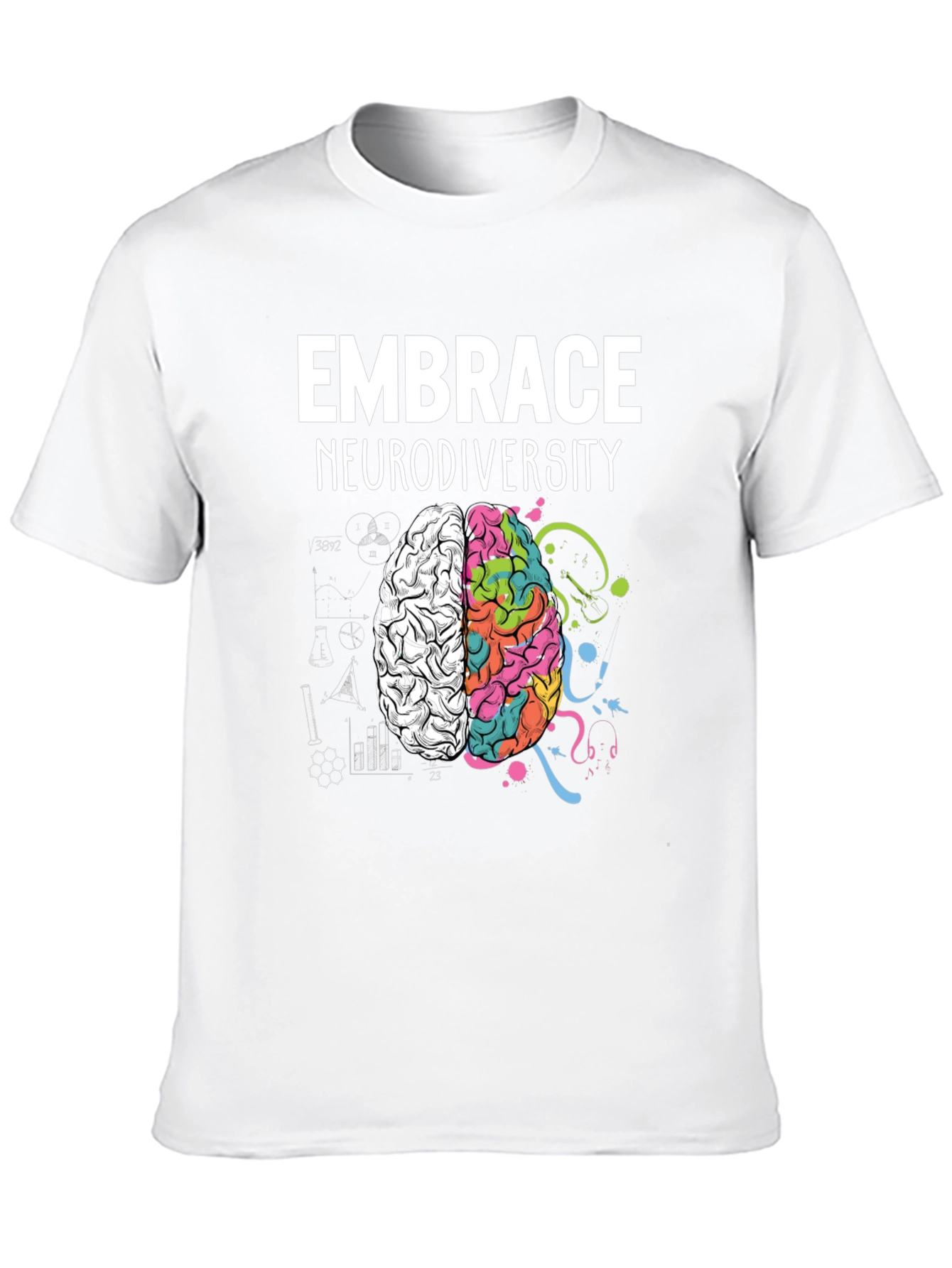Black Embrace Neurodiversity Brain Graphic Tee view 10