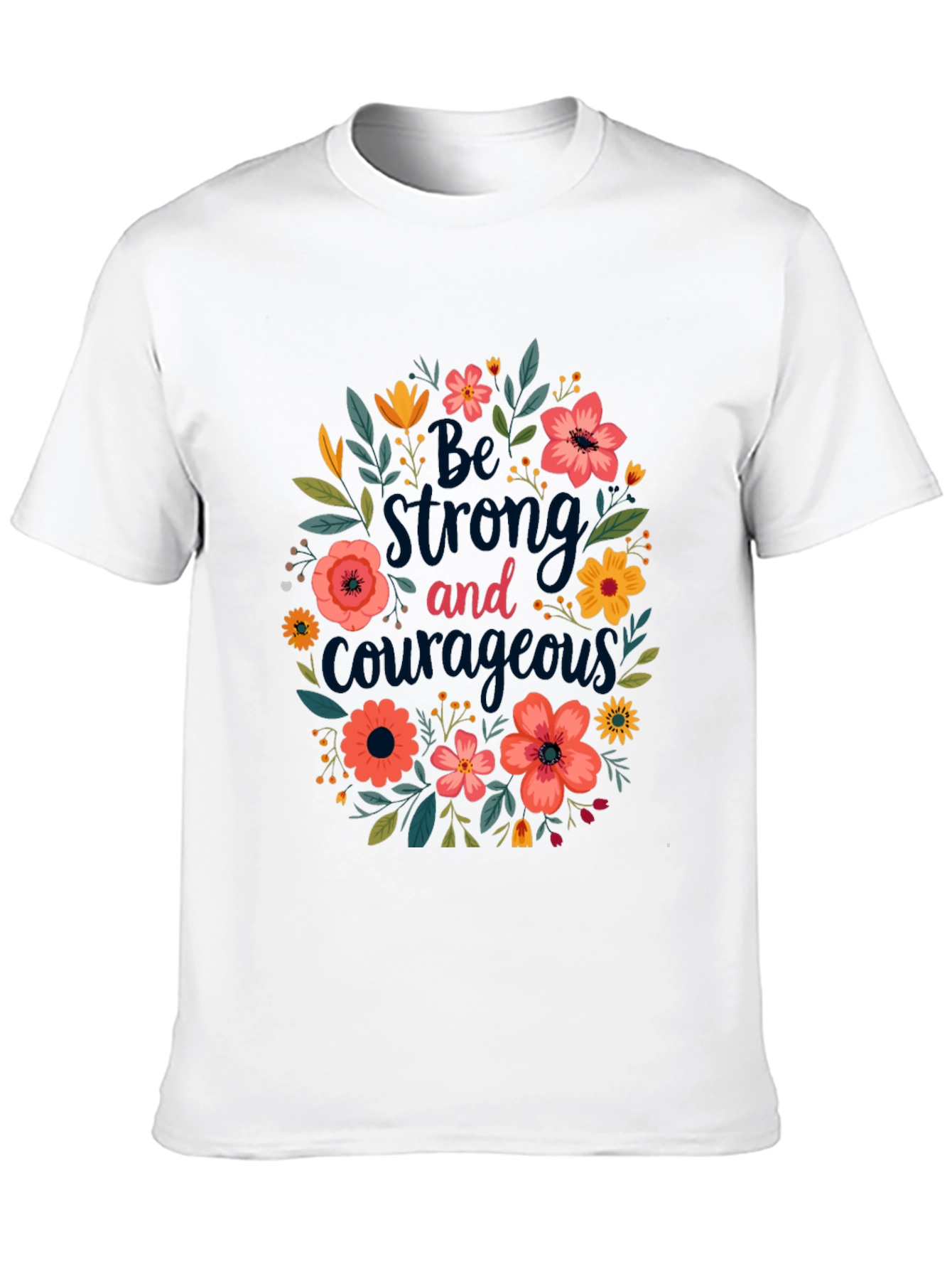 Black Floral 'Be Strong and Courageous' Graphic Tee - Black view 10