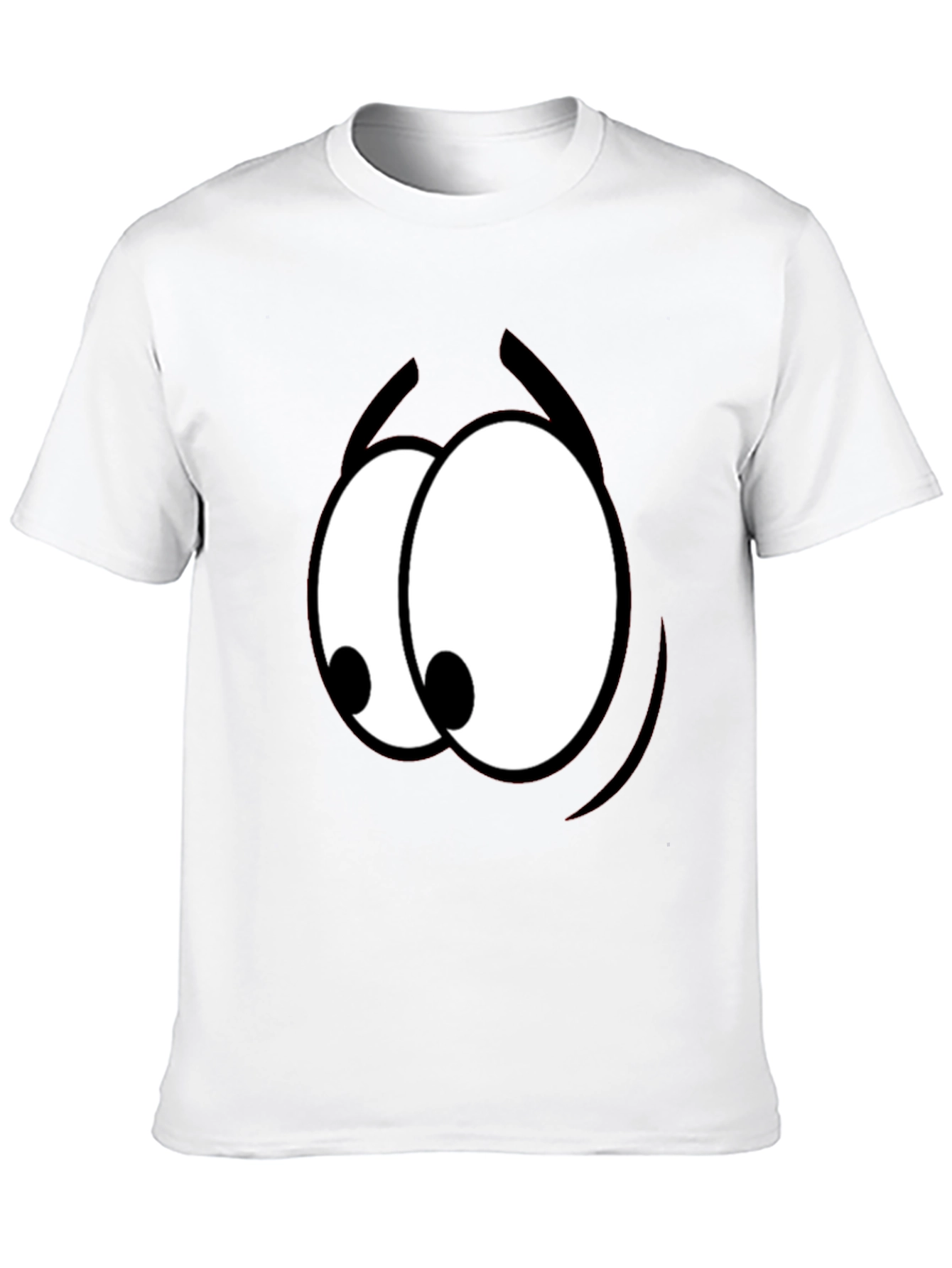 Black Funny Cartoon Eyes Graphic Black T-Shirt view 10