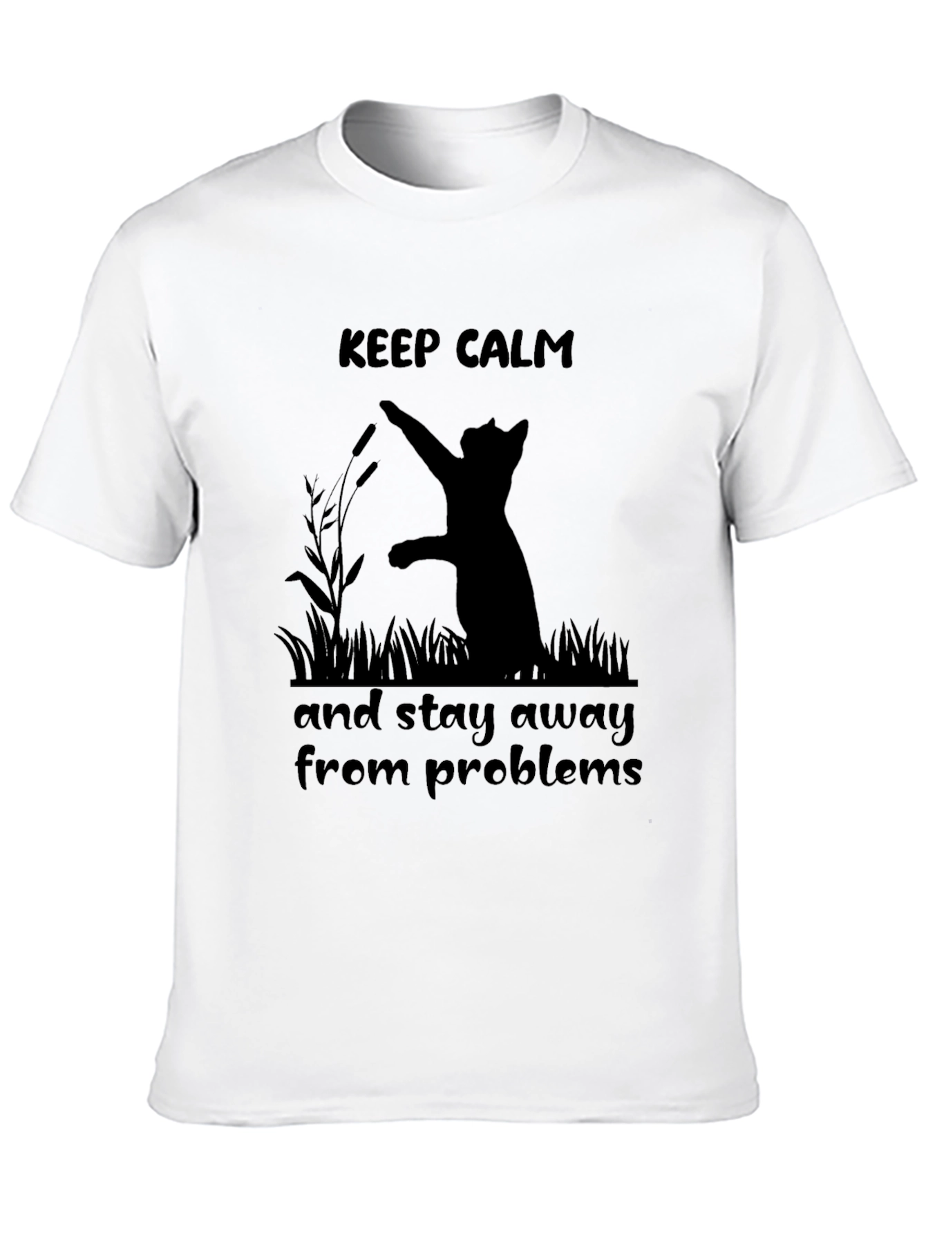 Black Keep Calm Cat T-Shirt - Stay Away From Problems view 10