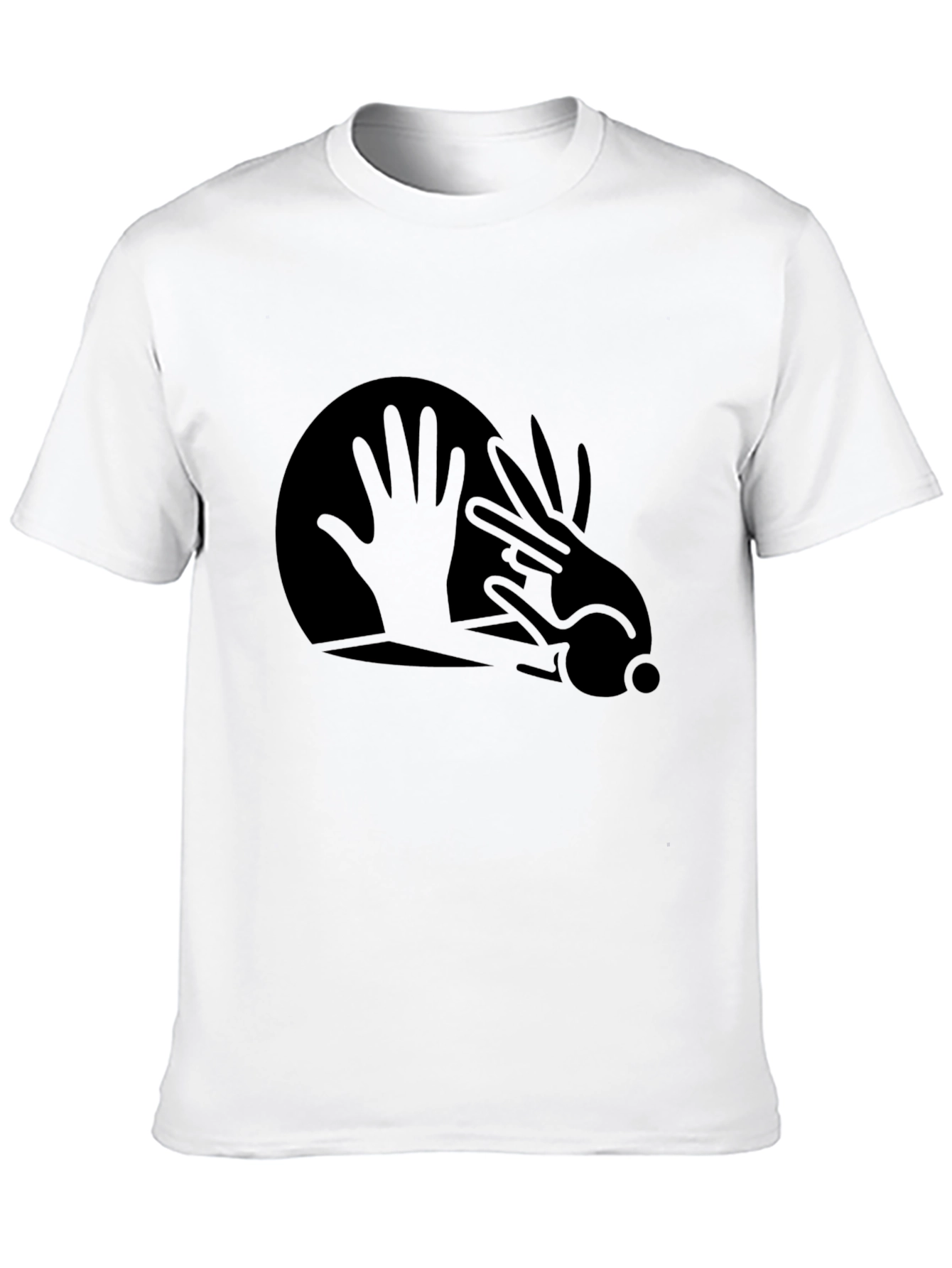 Black Abstract Hand Rabbit Graphic Black T-Shirt view 10