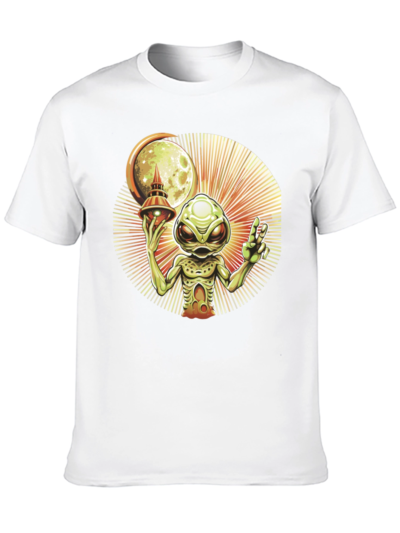 Black Alien UFO Graphic Tee - Black Cotton T-Shirt view 10
