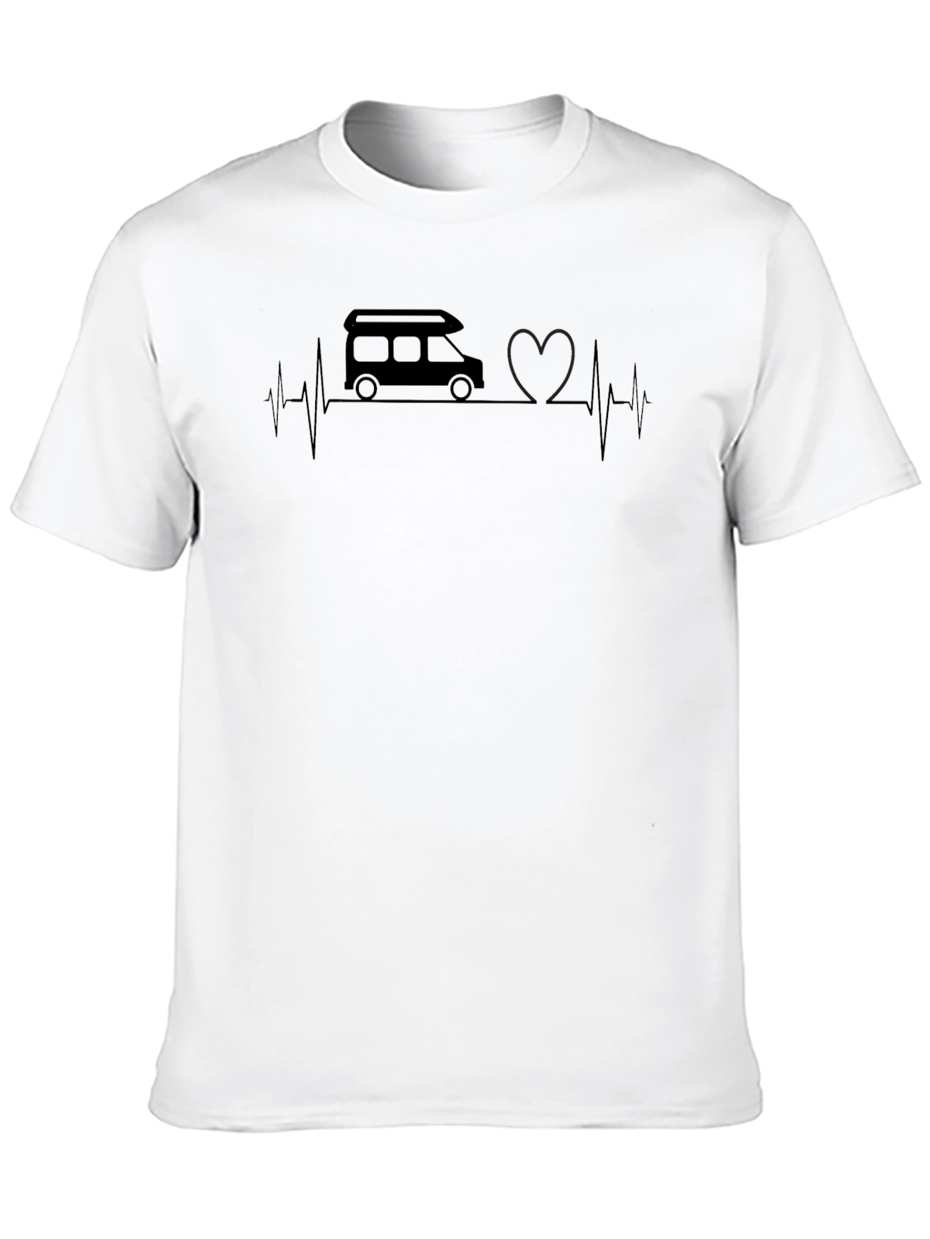 Black Camper Van Heartbeat Graphic Tee - Unisex view 10