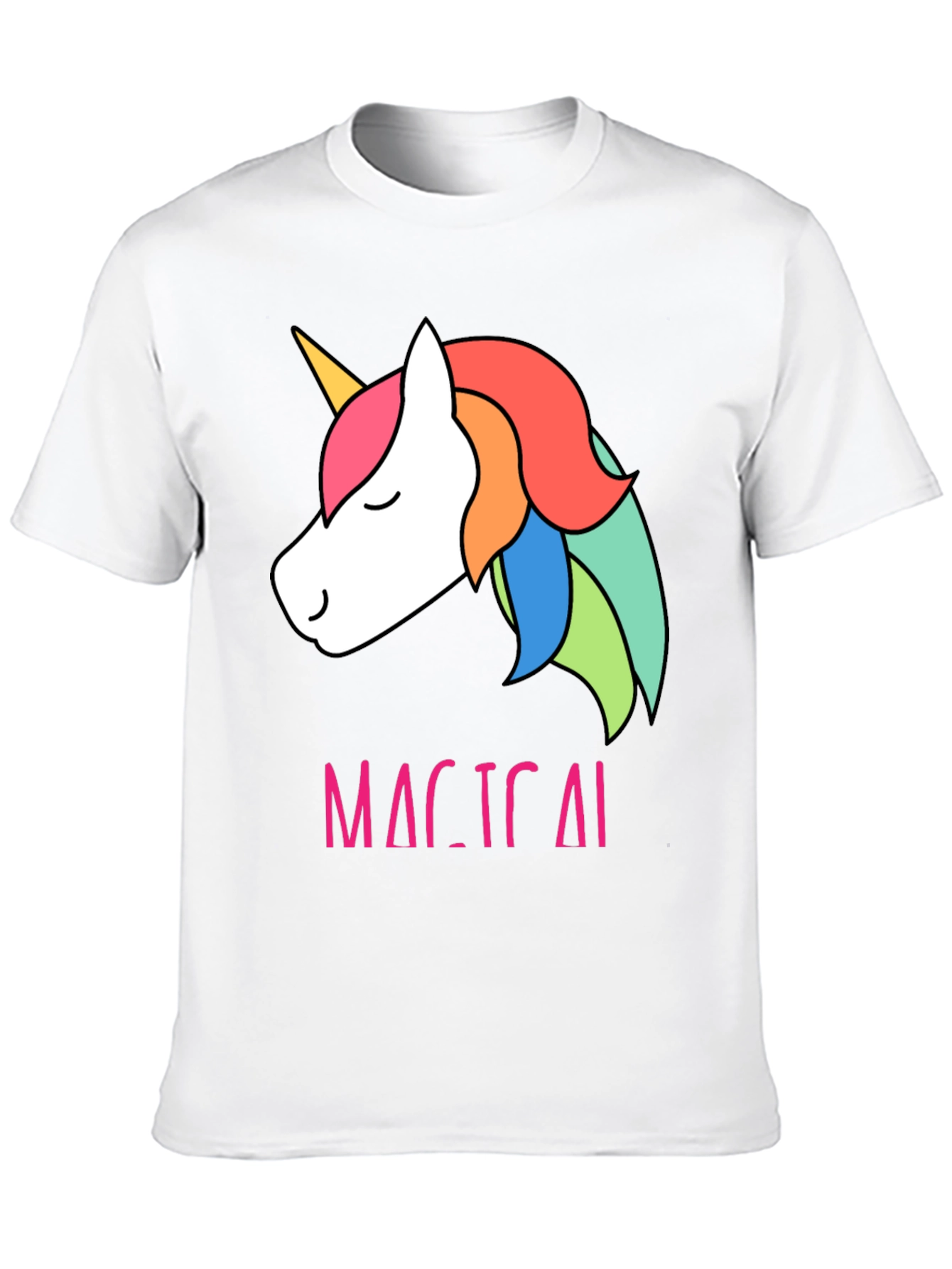 Black Magical Unicorn T-Shirt - Cute Rainbow Design view 10