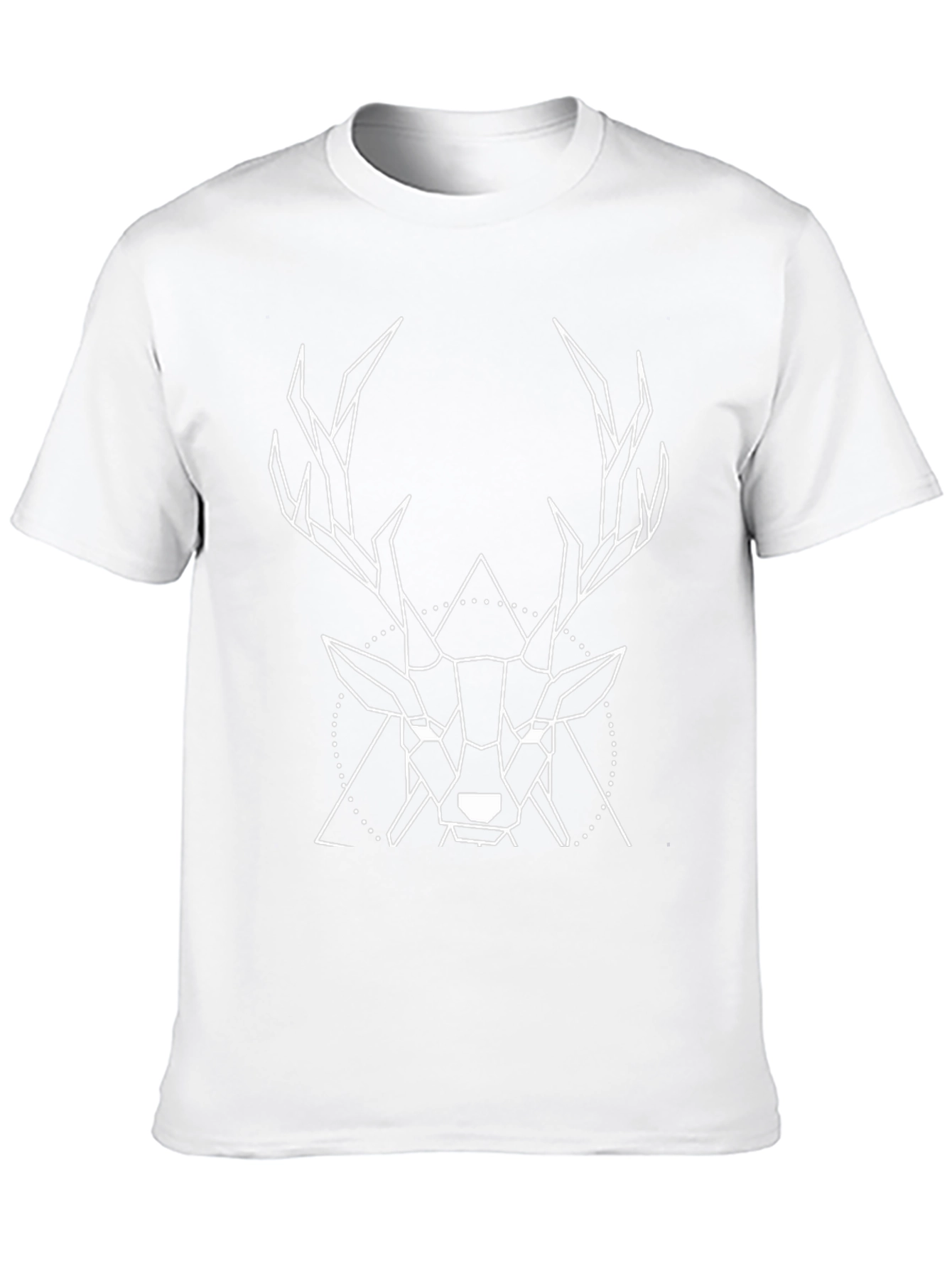 Black Geometric Deer Graphic Tee - Black Cotton T-Shirt view 10