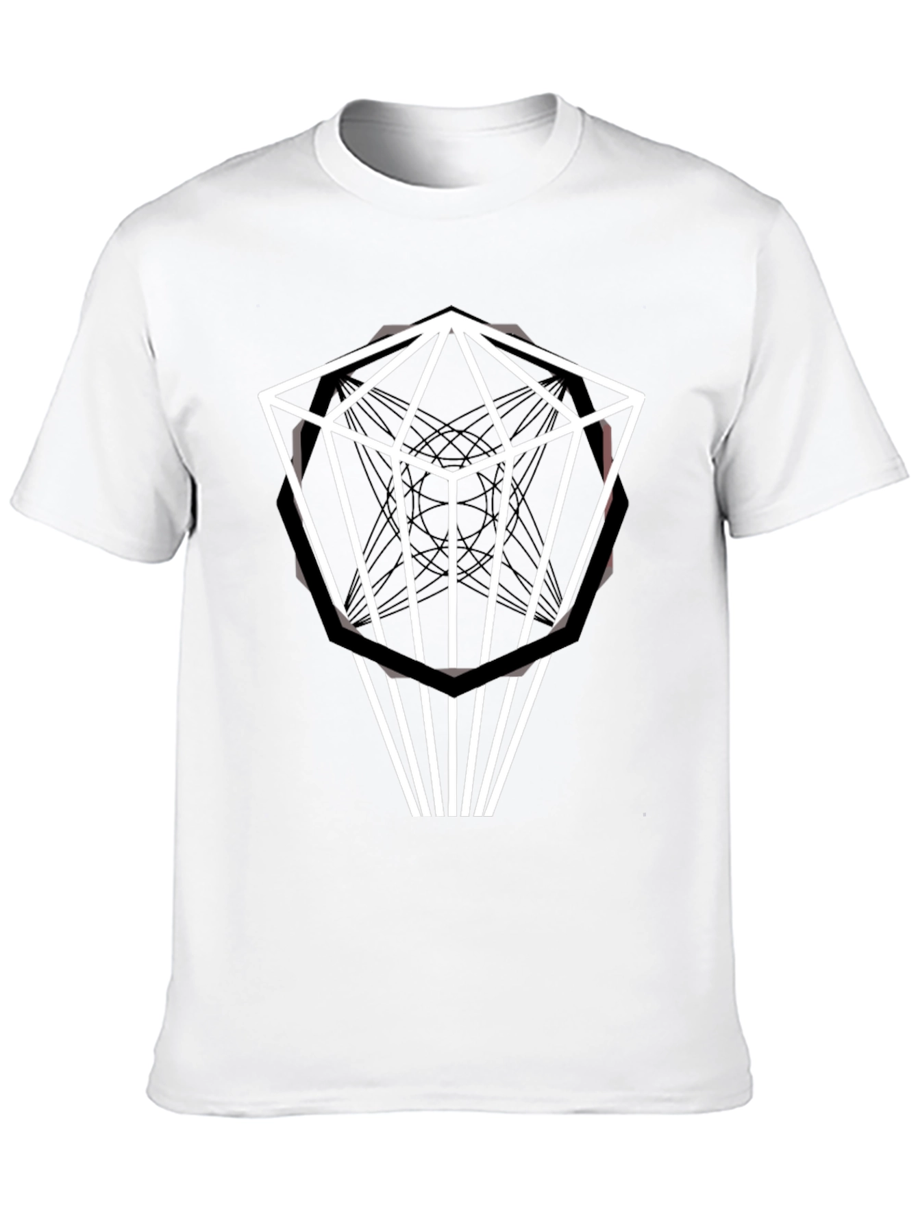 Black Geometric Diamond Graphic Black T-Shirt view 10