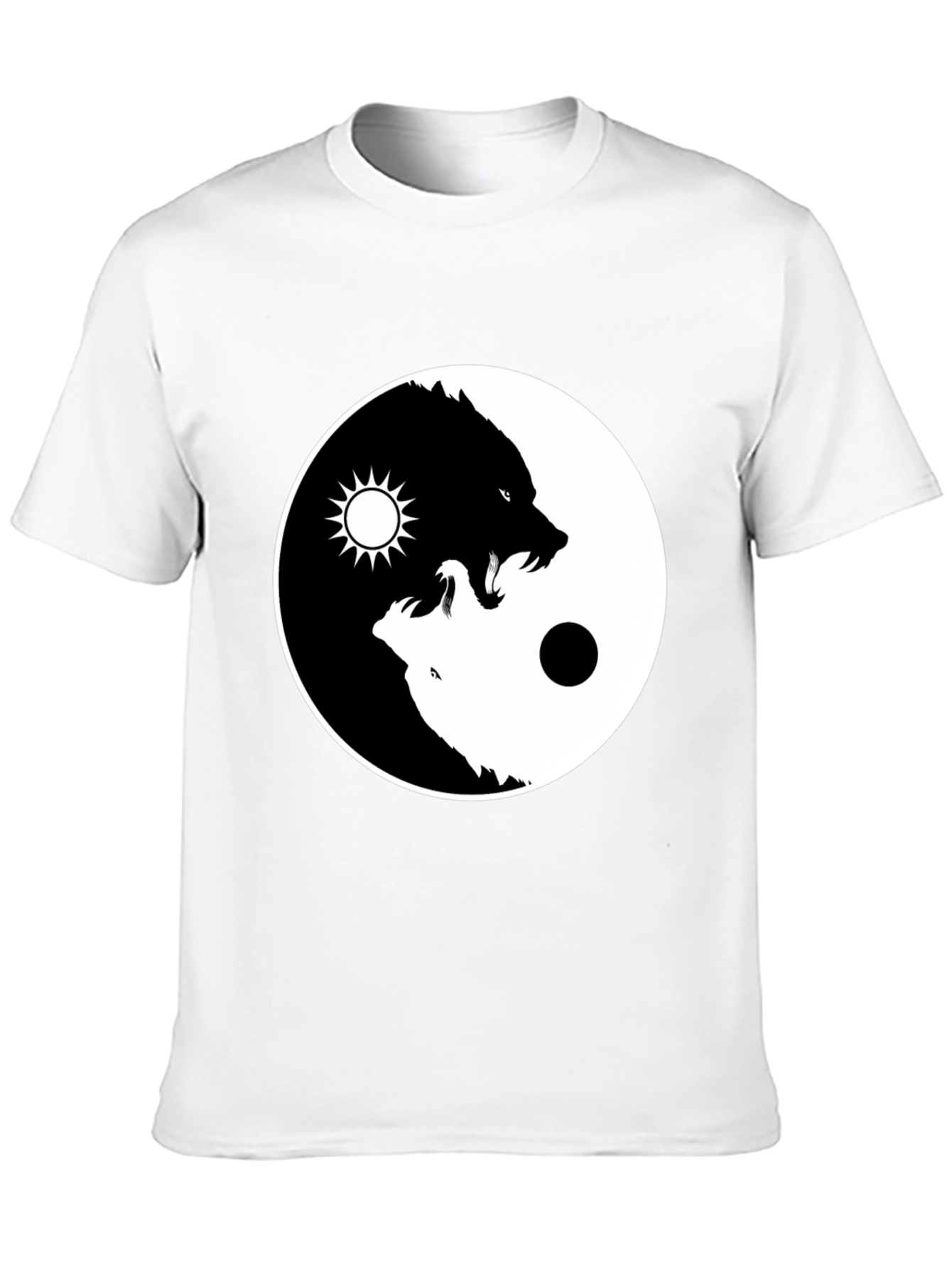 Black Yin Yang Wolf Graphic Tee - Balance Design view 10