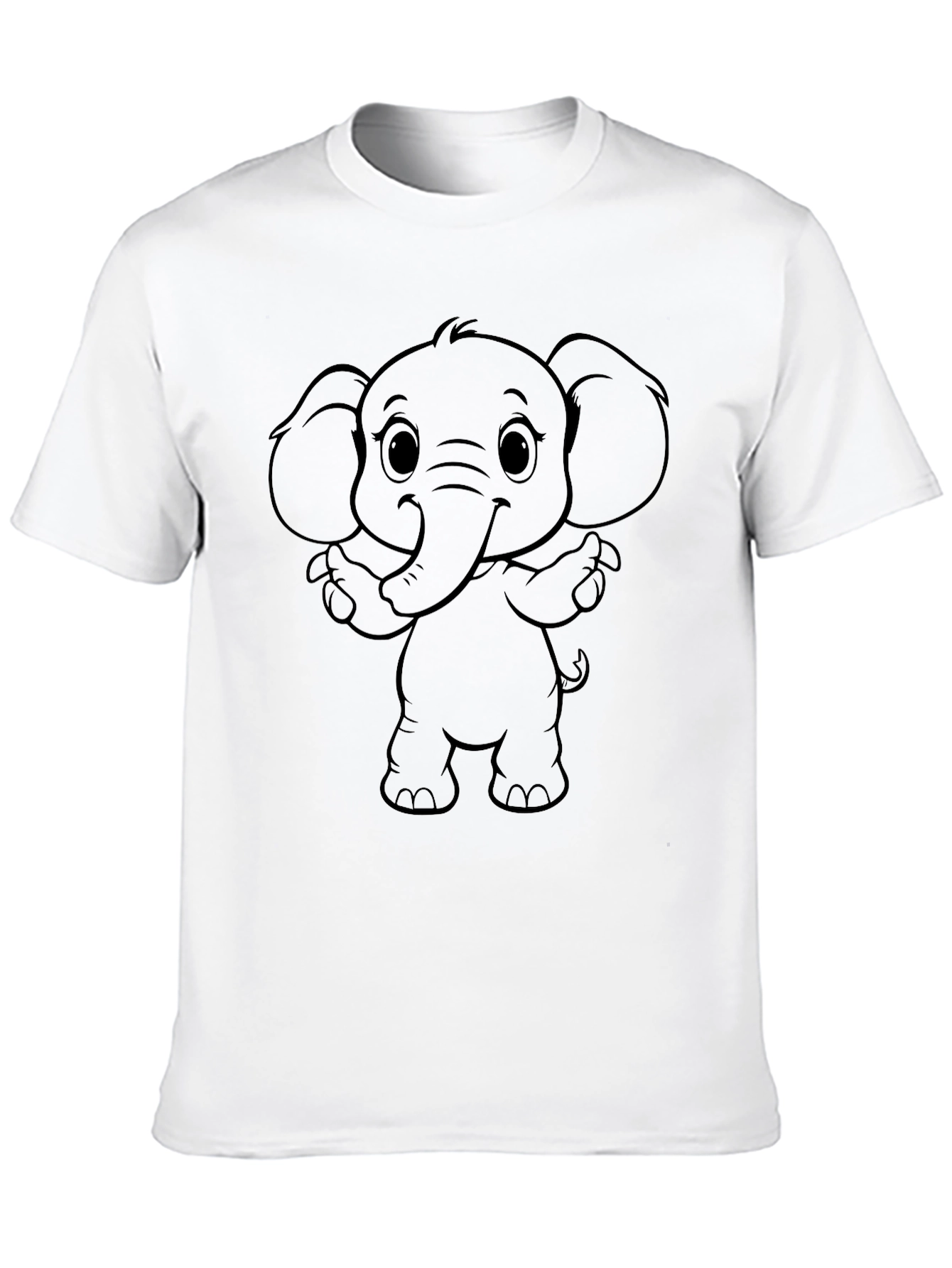 Black Cute Elephant Graphic Tee - Black Cotton Blend view 10