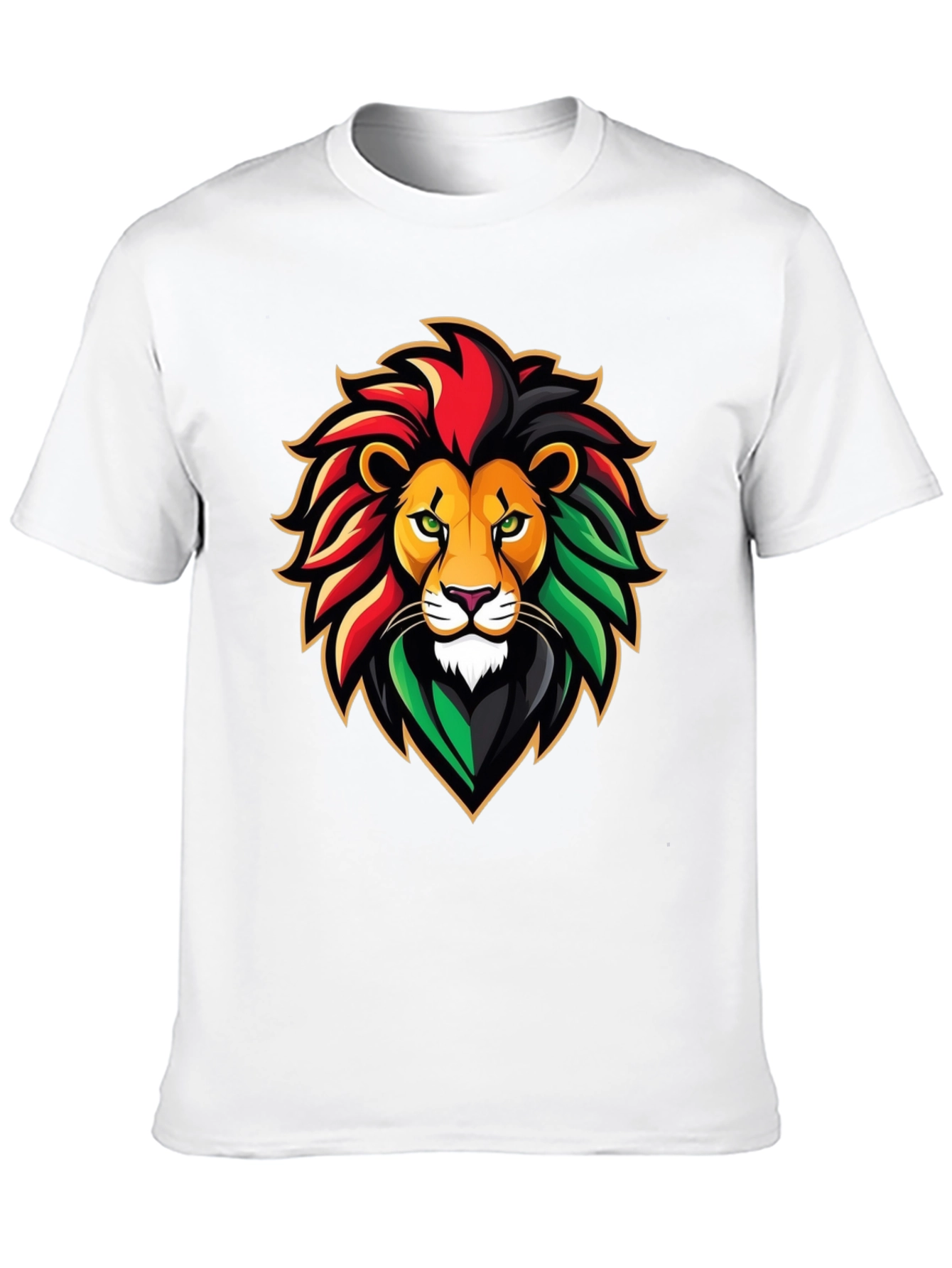 Black Rasta Lion Graphic Tee - Black Cotton T-Shirt view 10
