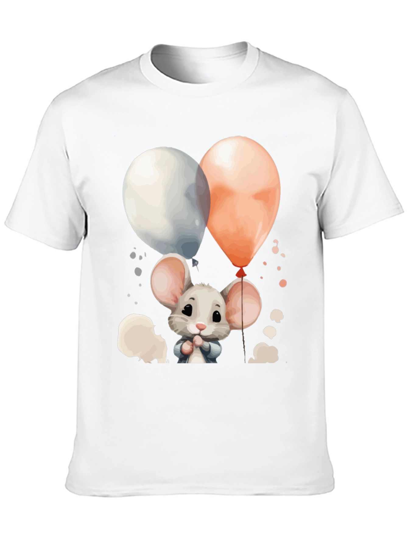 Black Cute Mouse Balloons Graphic Tee - Black Cotton Blend view 10
