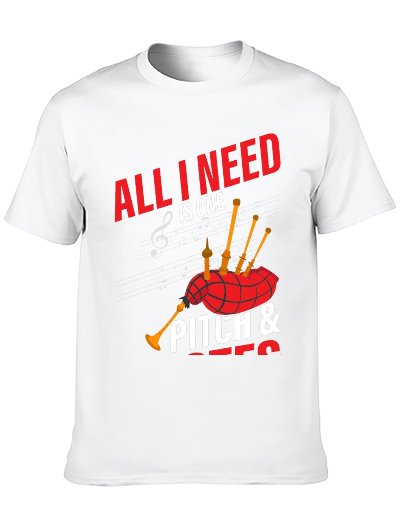 Black Bagpipe Music T-Shirt - All I Need is One Pitch view 10