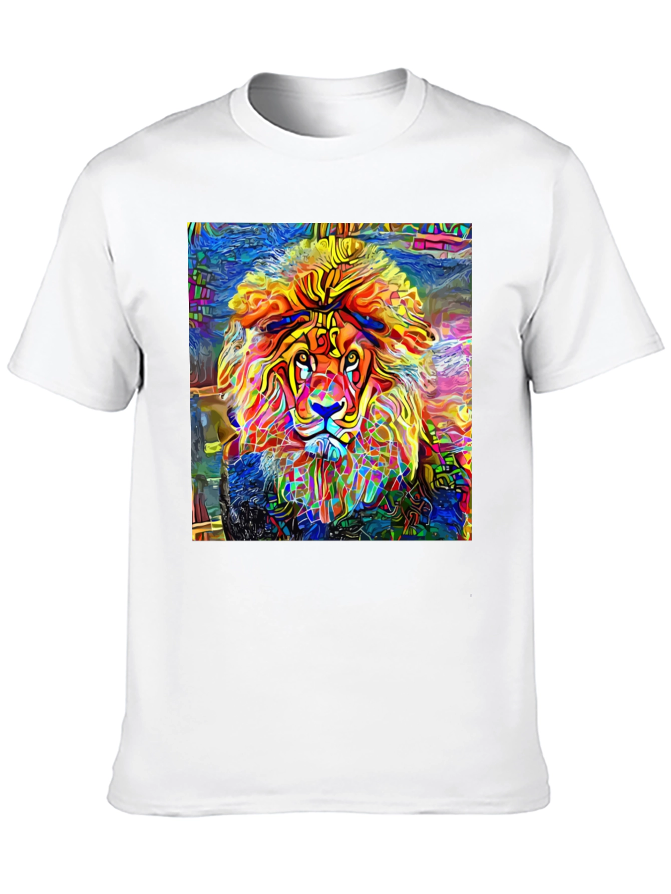 Black Vibrant Lion Graphic Black T-Shirt - Artistic Animal Tee view 10