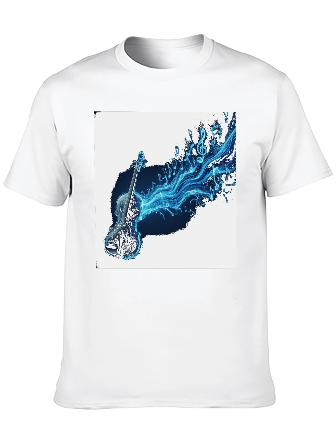 Black Musical Violin Graphic T-Shirt - Black view 10