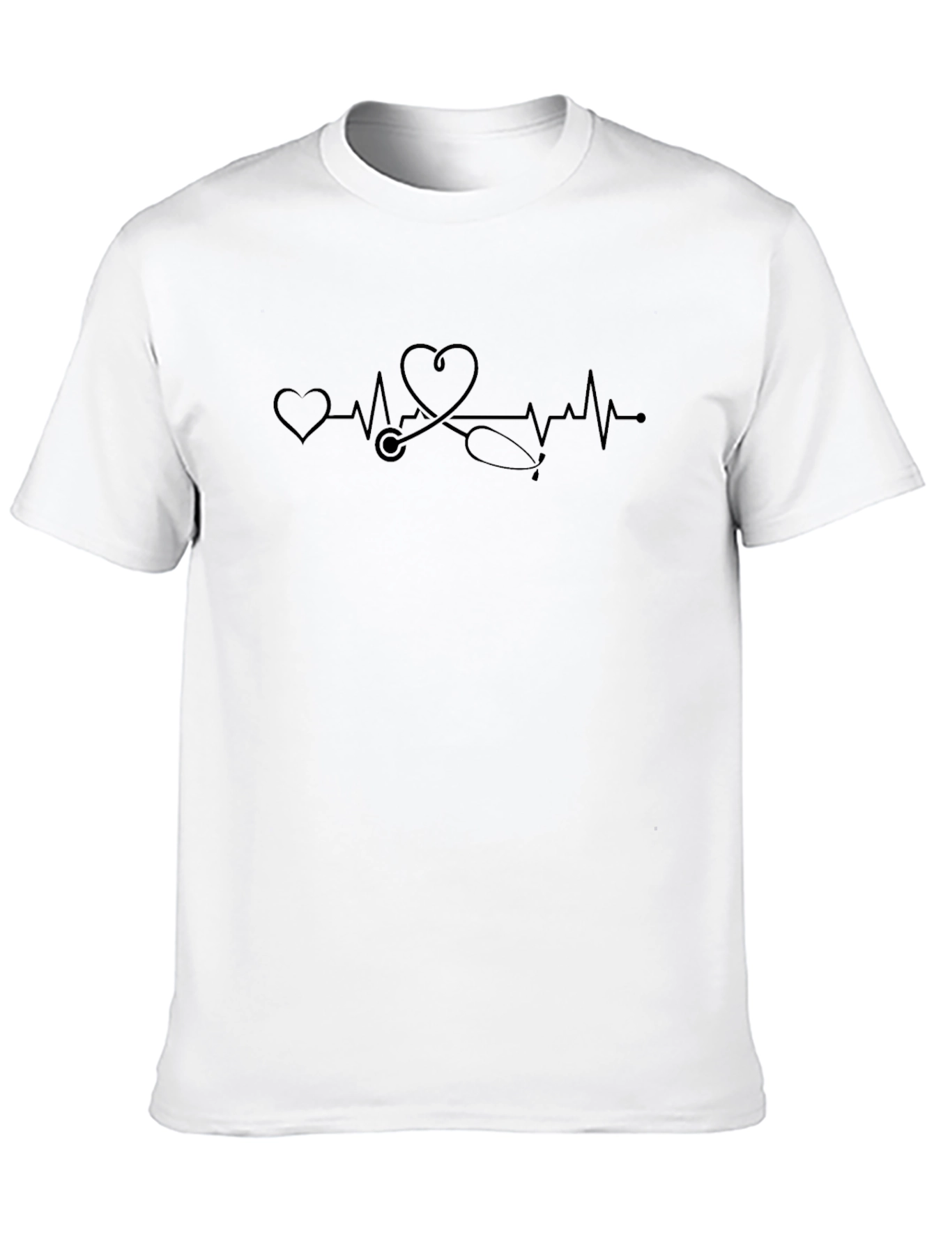 Black Heartbeat Stethoscope Graphic Tee - Unisex view 10