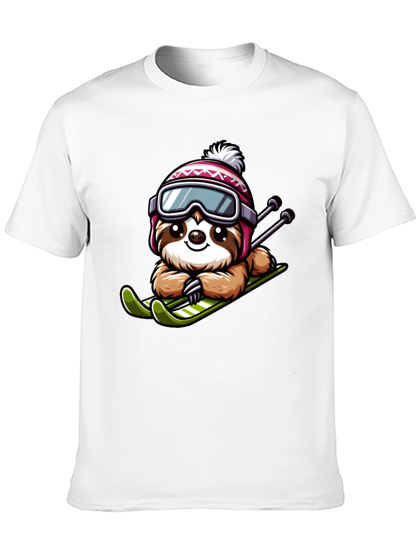 Black Skiing Sloth Graphic Tee - Winter Fun view 10