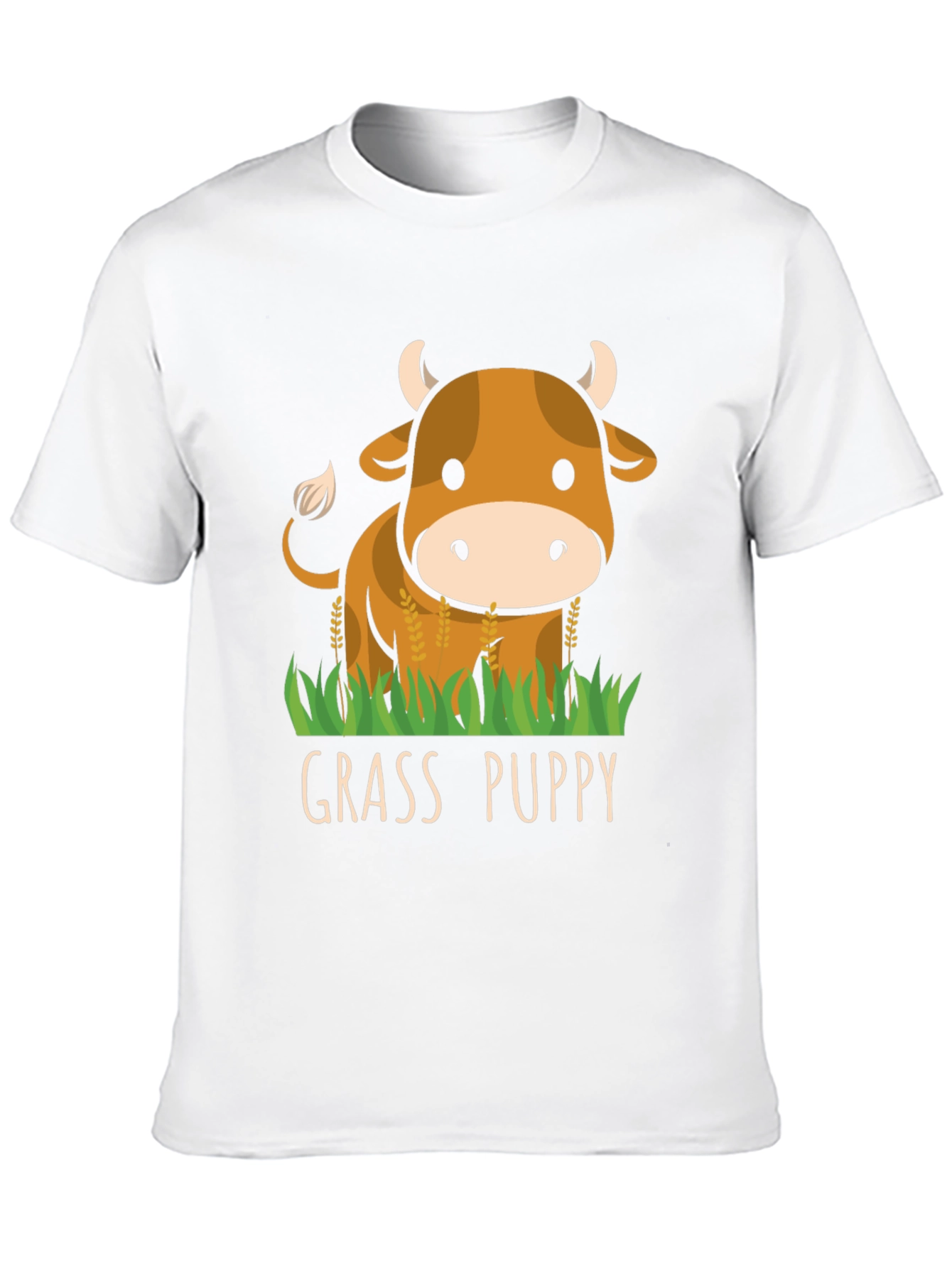 Black Grass Puppy Cute Cow Graphic T-Shirt view 10