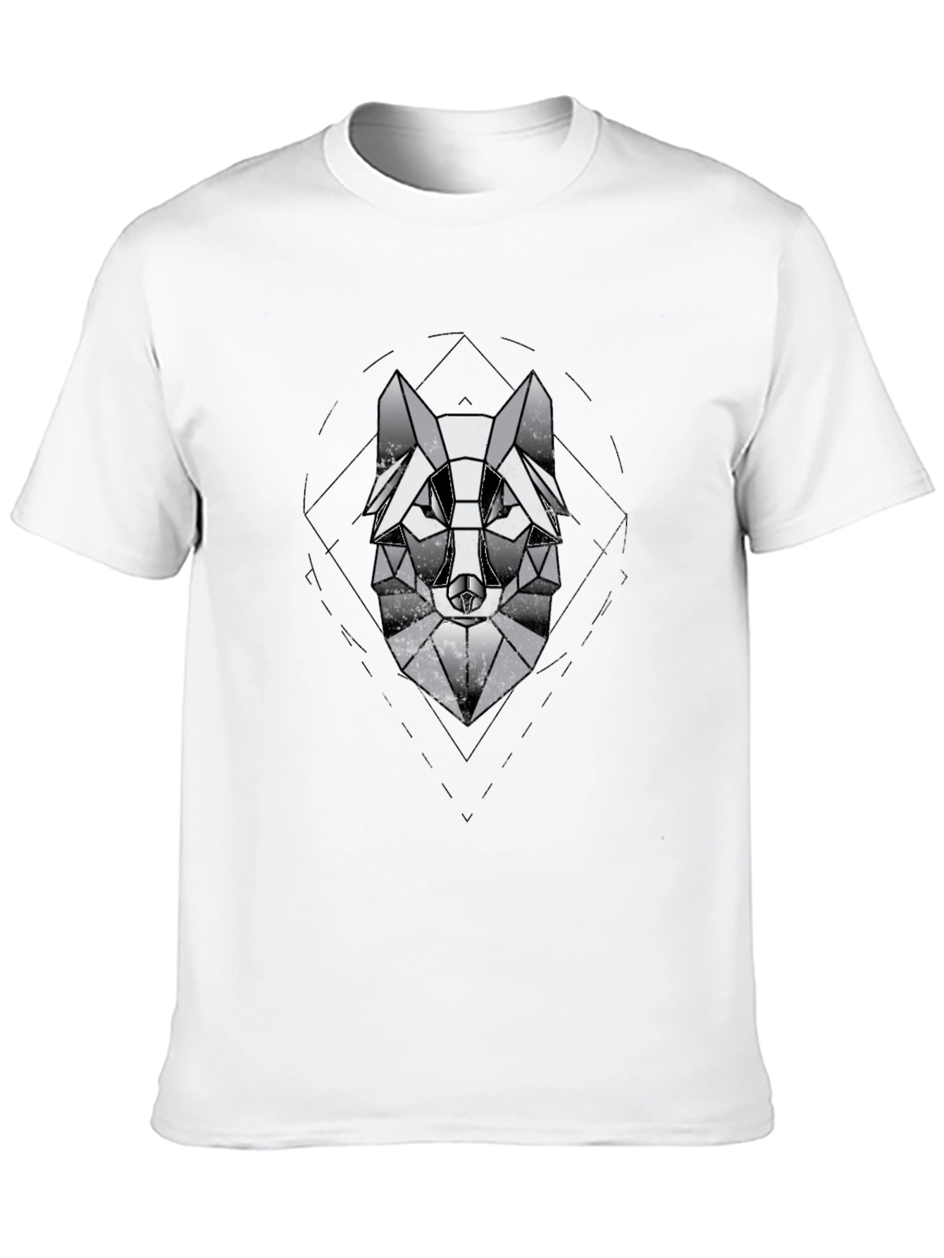 Black Geometric Wolf Graphic Black T-Shirt view 10