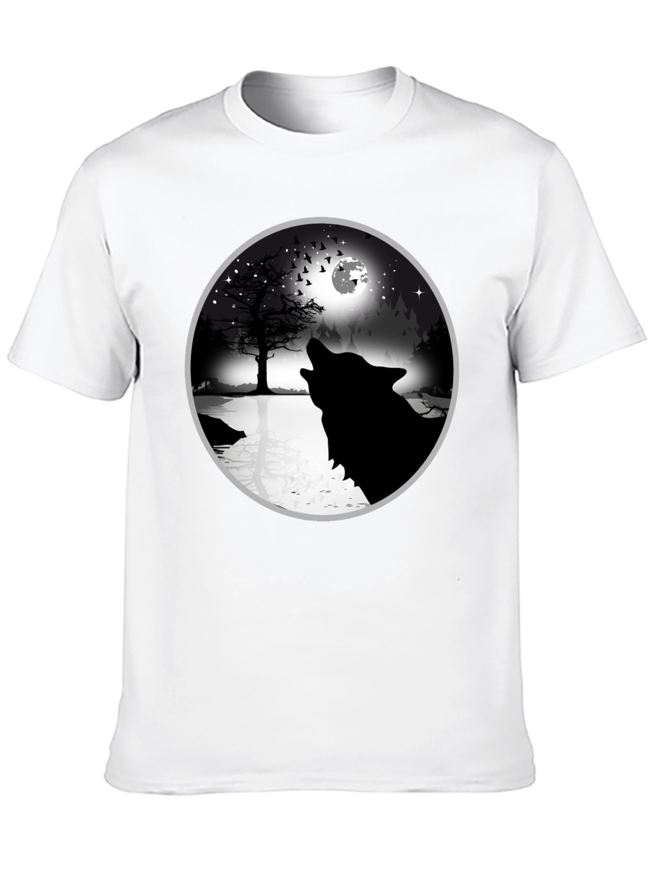 Black Wolf Howling at Moon Graphic Tee - Black view 10