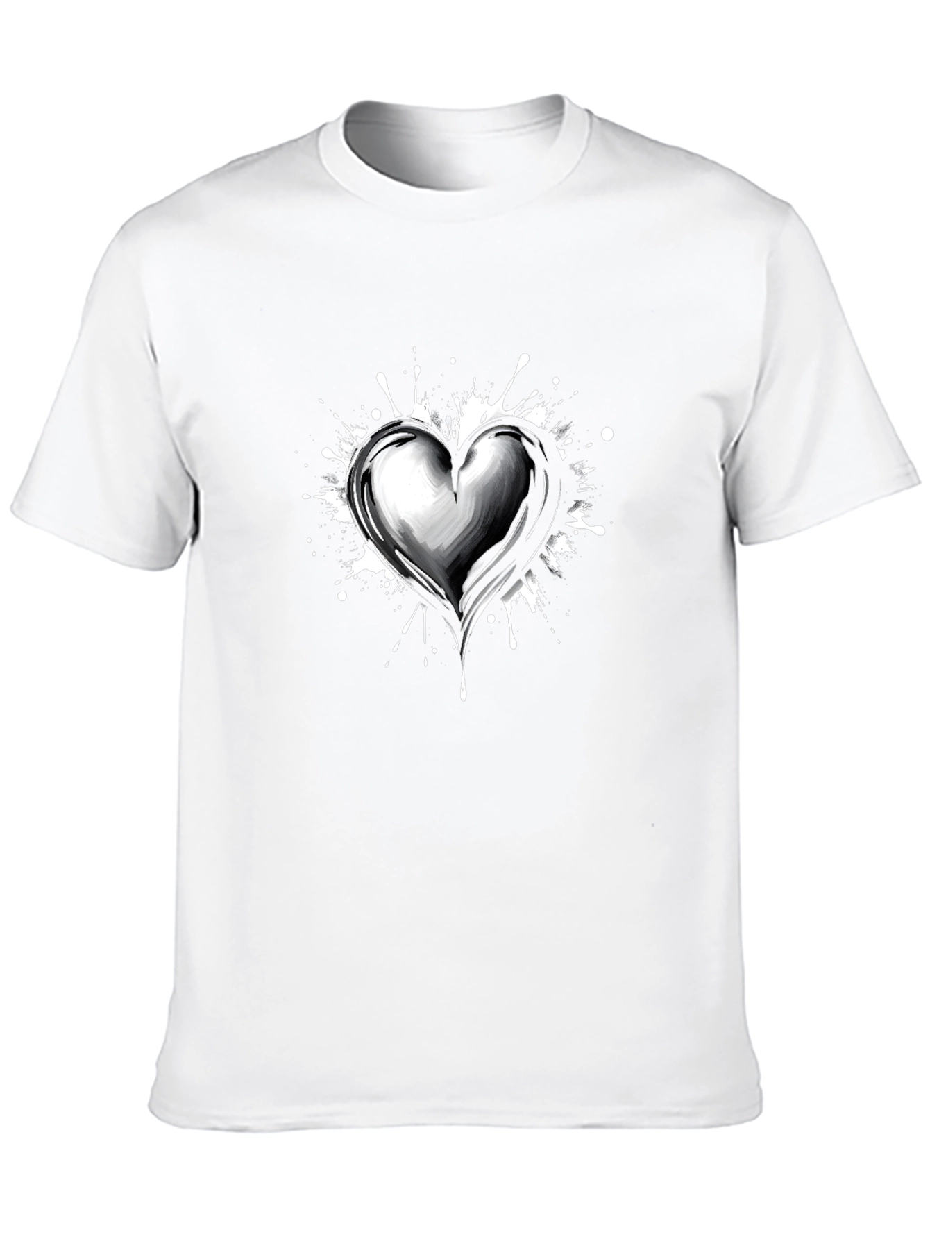 Black Heart Splatter Graphic Tee - Black Cotton Blend view 10
