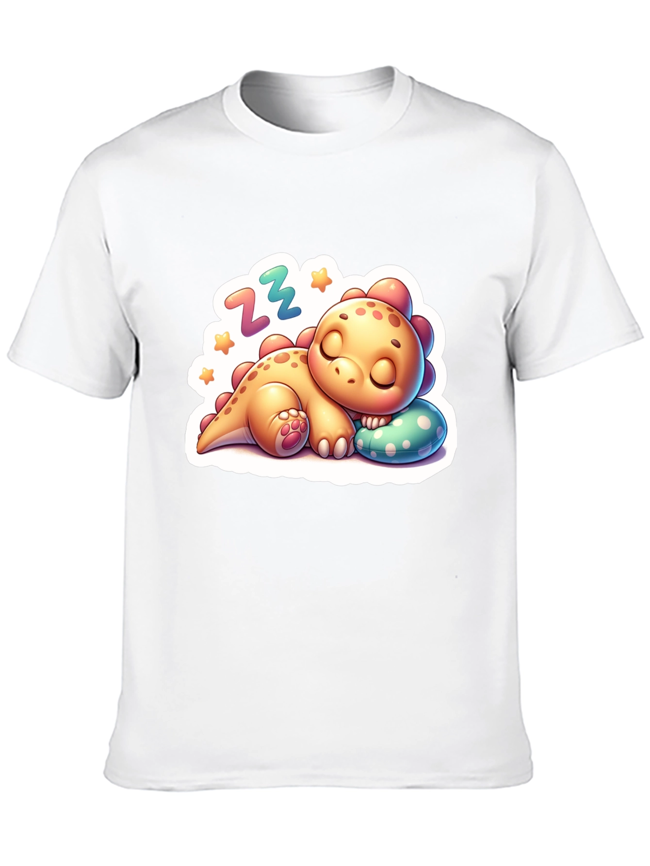 Black Cute Sleeping Dinosaur T-Shirt - Comfortable Cotton Blend view 10