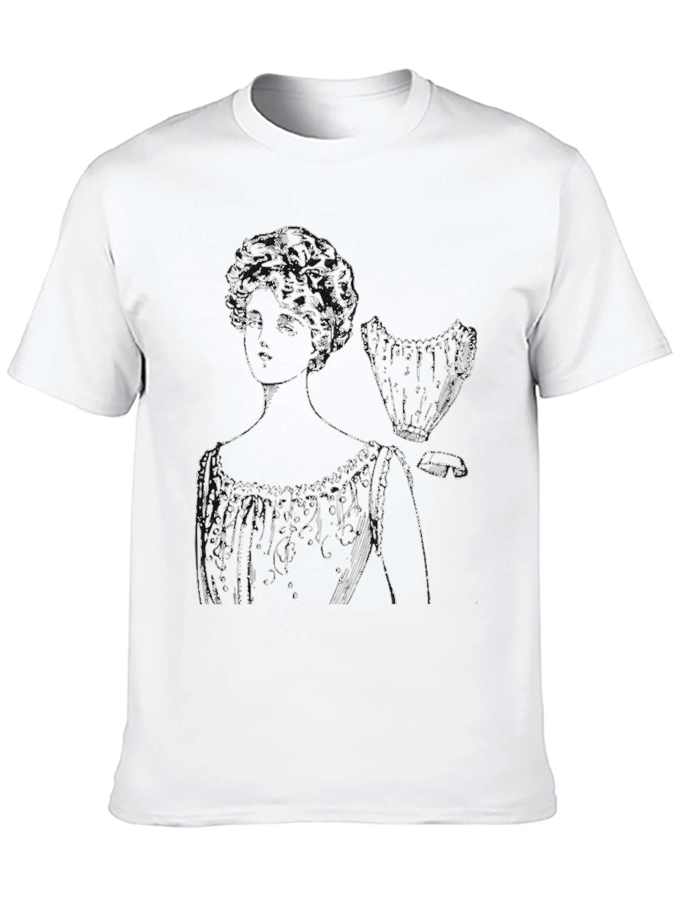 Black Vintage Woman Sketch Black T-Shirt view 10
