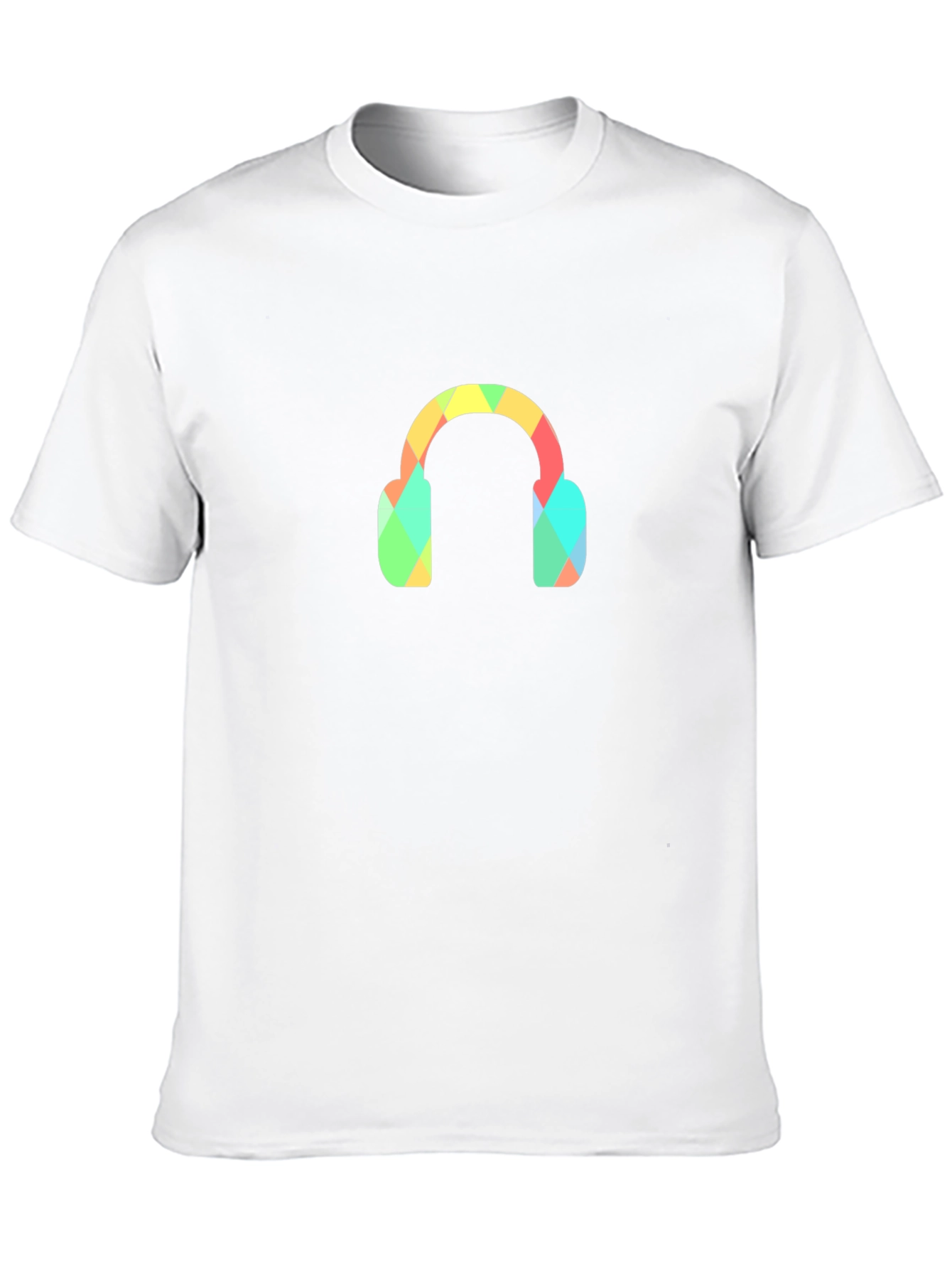 Black Geometric Headphones Black T-Shirt view 10