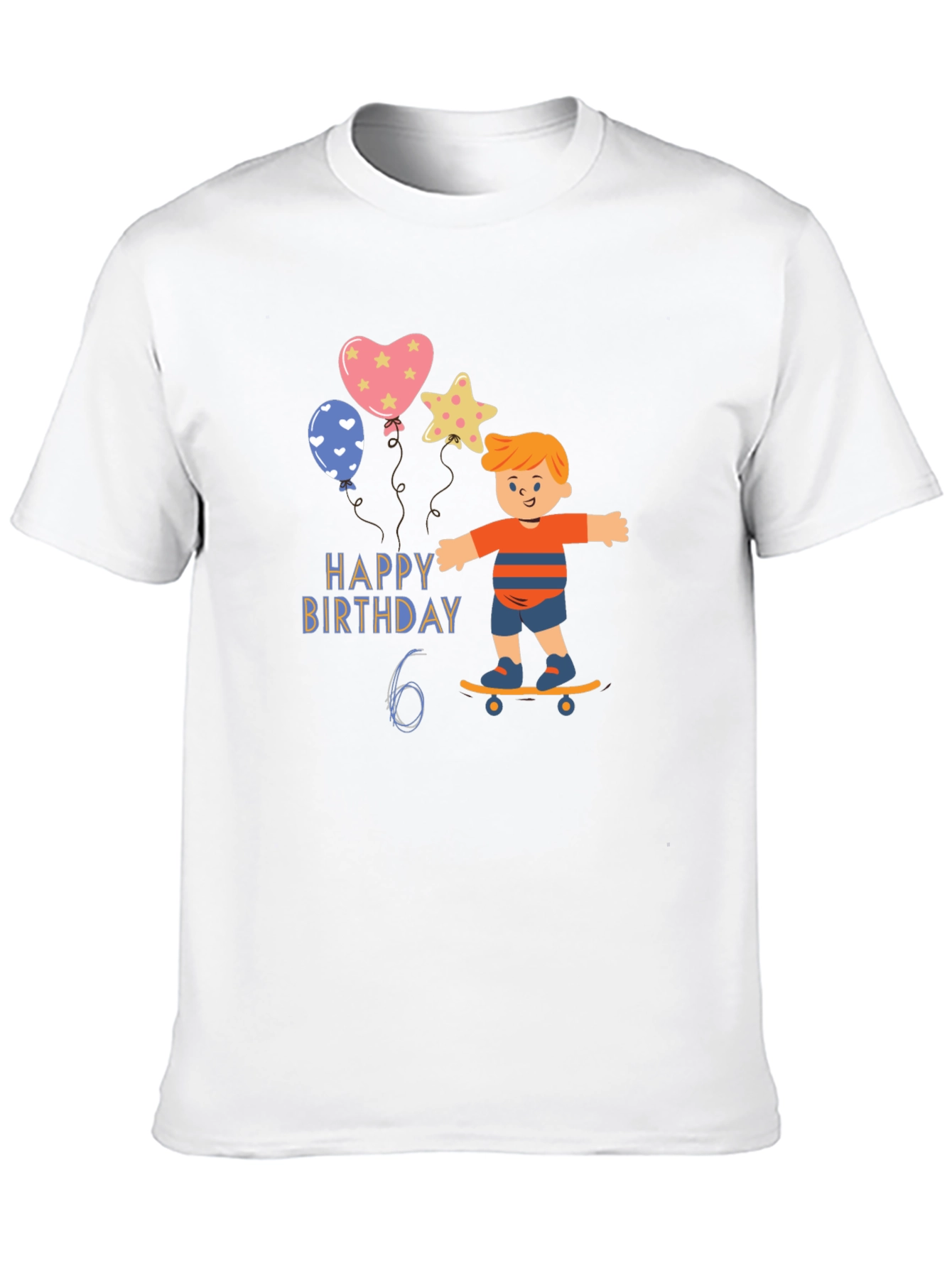 Black Happy 6th Birthday Skateboard T-Shirt view 10