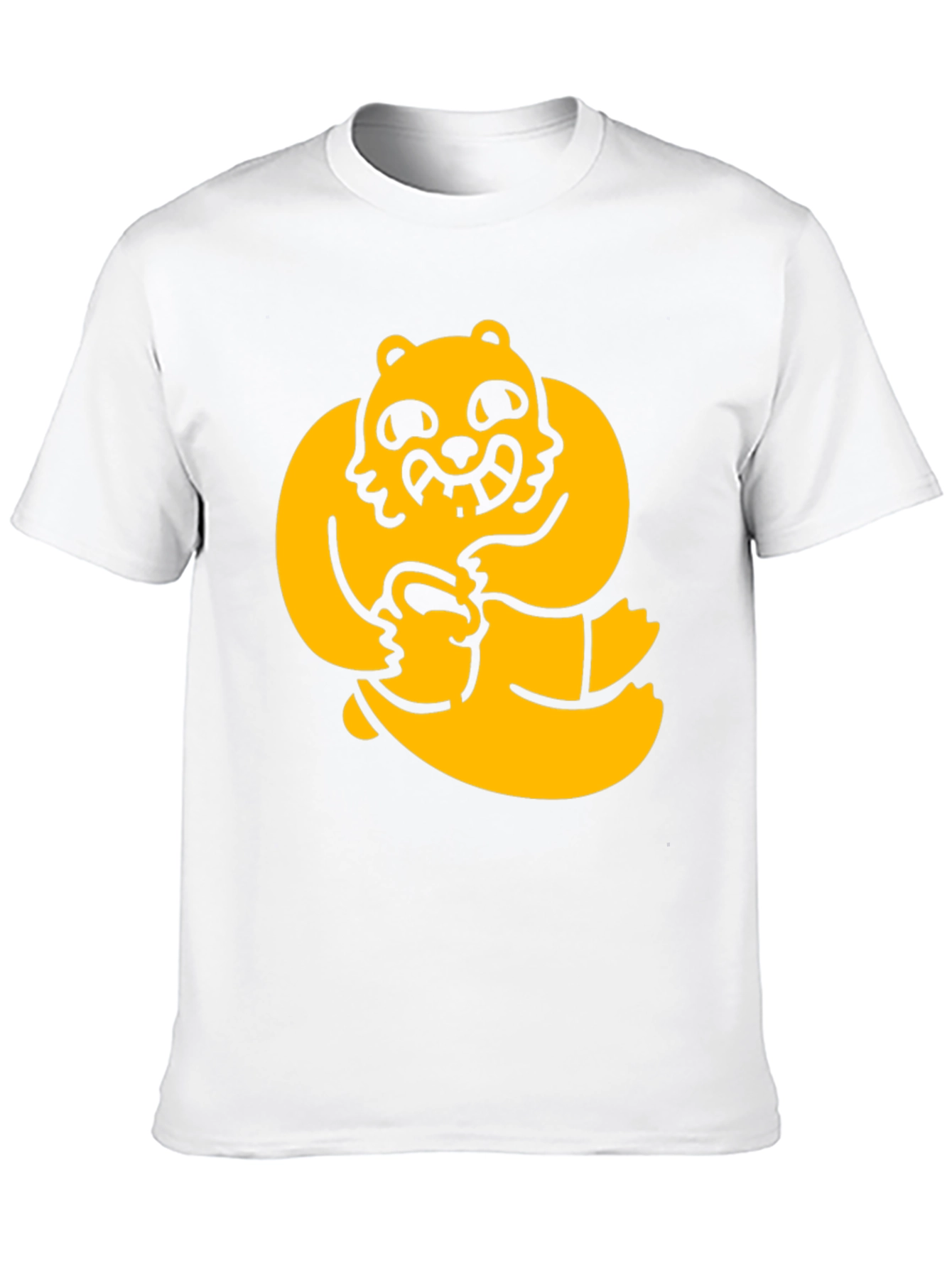 Black Men's Black Tee with Cartoon Bear Graphic view 10