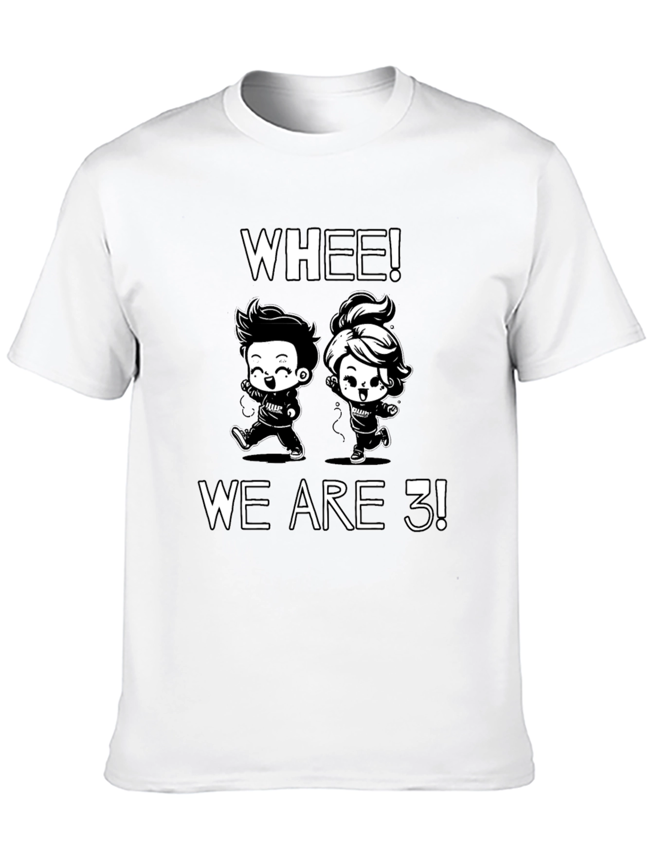 Black Whee! We Are 3! Cartoon T-Shirt view 10