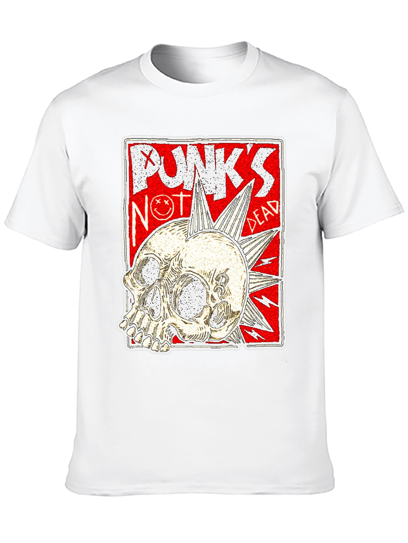 Black Punk's Not Dead Skull Graphic Tee - Black view 10